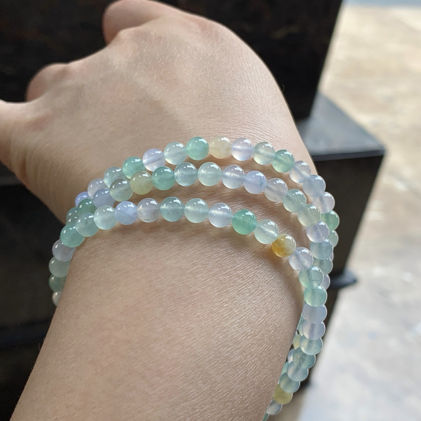 冰种甜甜的珠链^_^冰透 水润