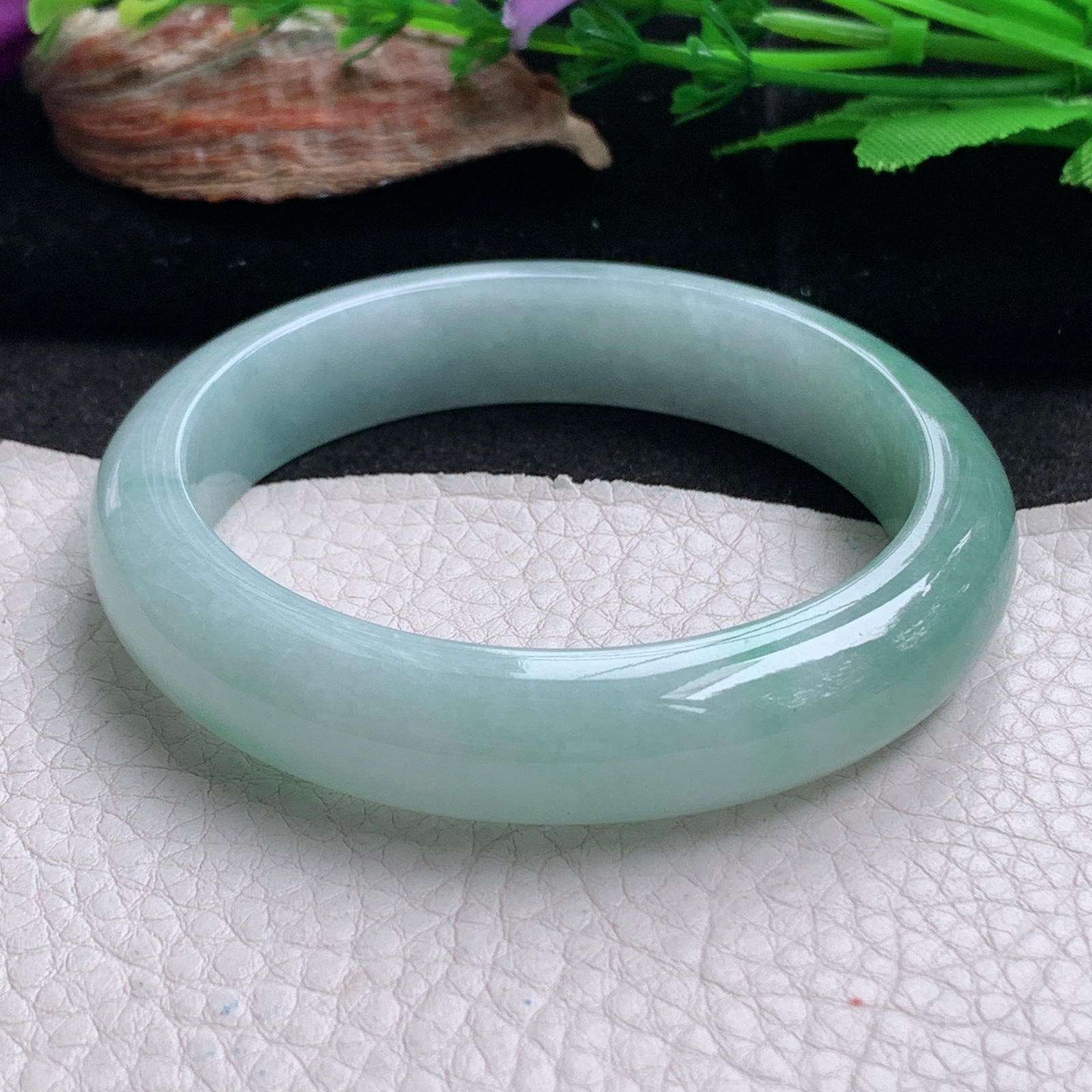 ym实拍56.5*12.8*8.3平安镯 天然翡翠a货手镯冰晴清秀正圈玉镯子