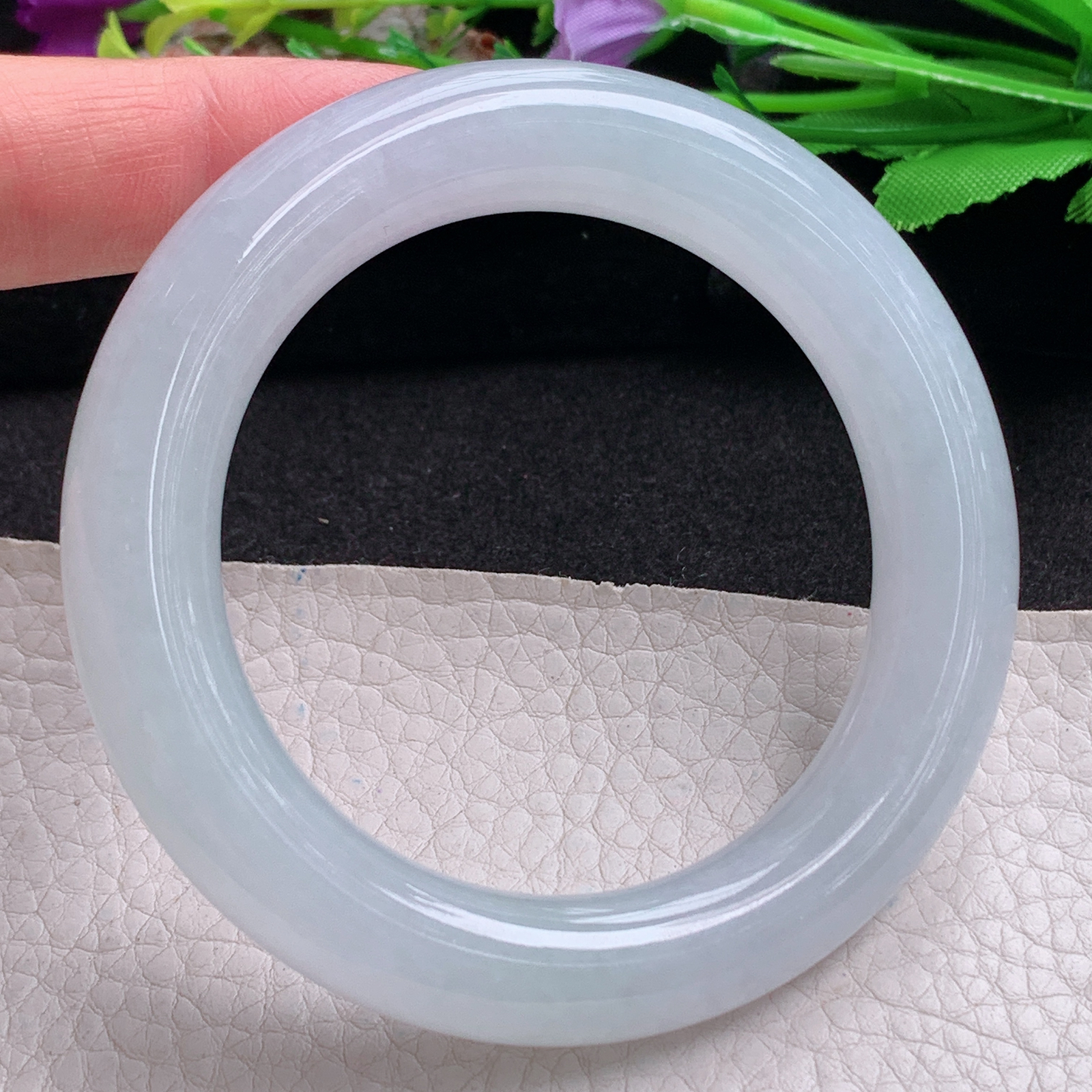 ee实拍54.5*11.6*11.8胖圆镯 天然翡翠a货手镯润润白月光条玉镯子