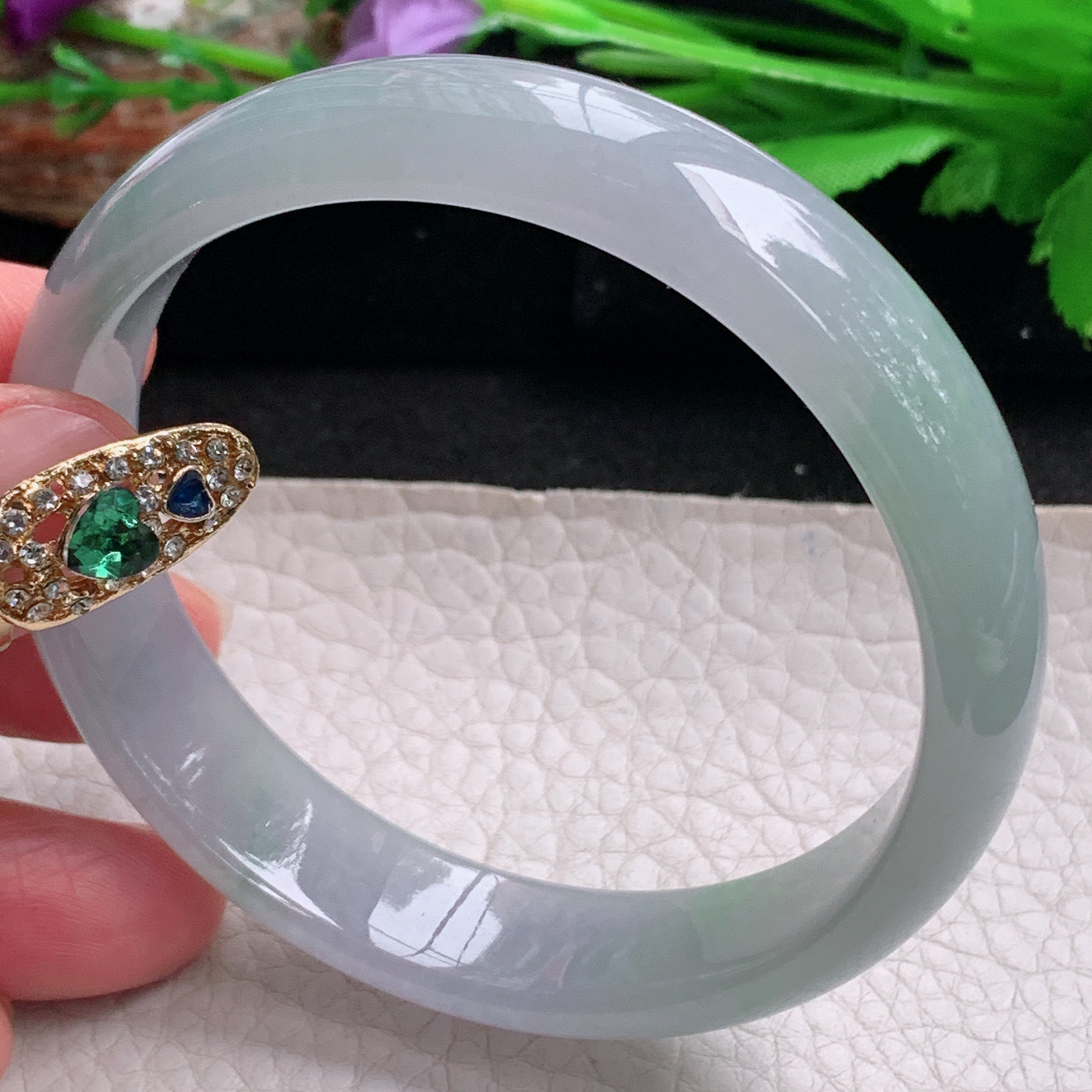 hh实拍59.8*14*7平安镯 天然翡翠a货手镯冰润晴水正圈玉镯子