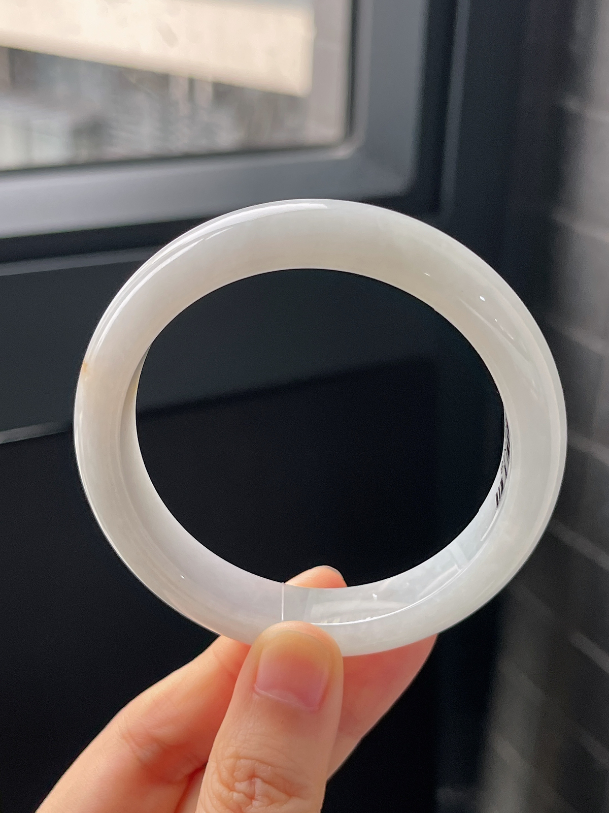 正圈56圈口，翡翠糯化种白色手镯