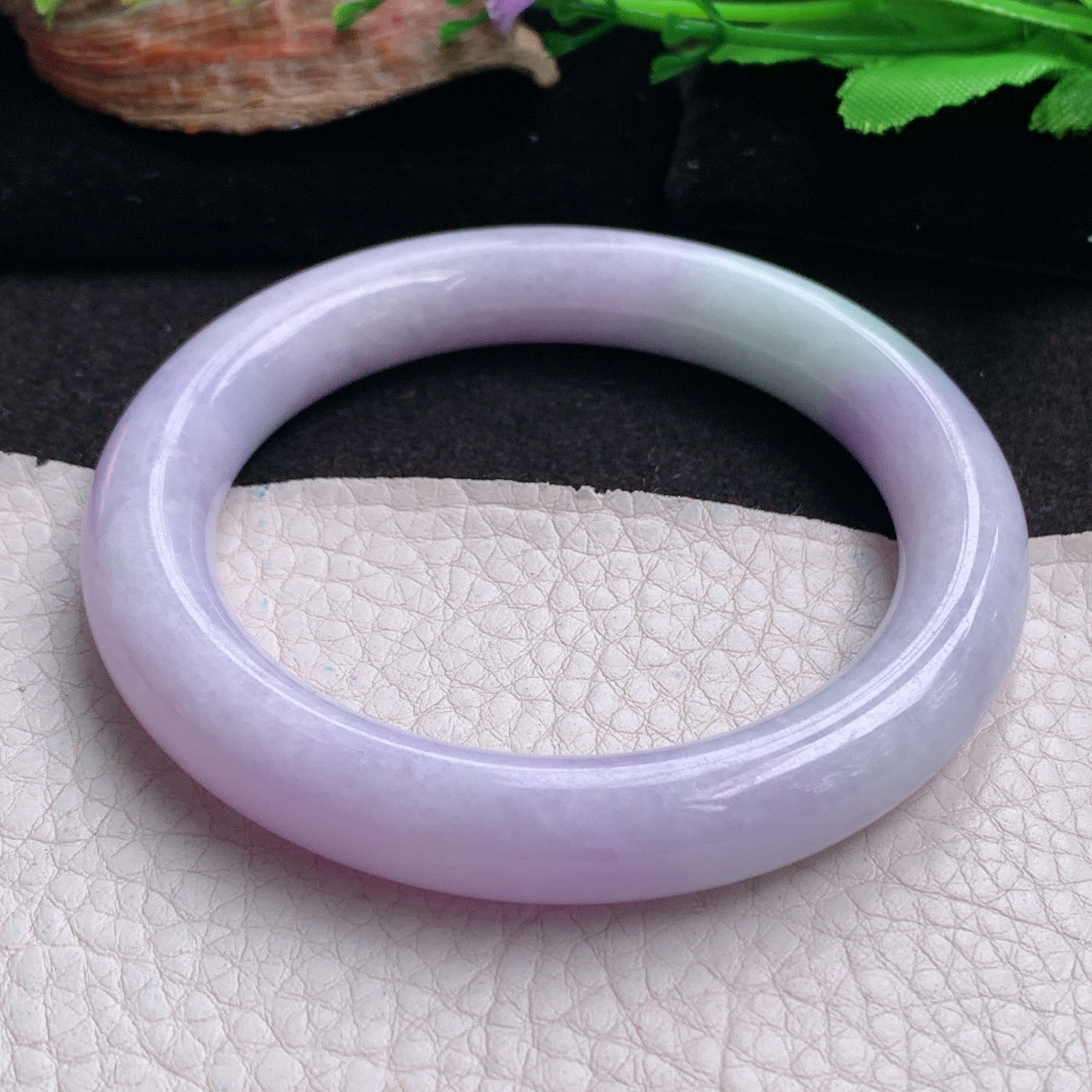 ee实拍57.8*11*10.6美人镯 天然翡翠a货手镯水润紫罗兰圆条玉镯子