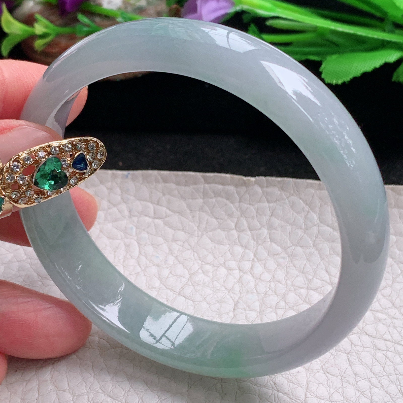 hh实拍59.8*14*7平安镯 天然翡翠a货手镯冰润晴水正圈玉镯子