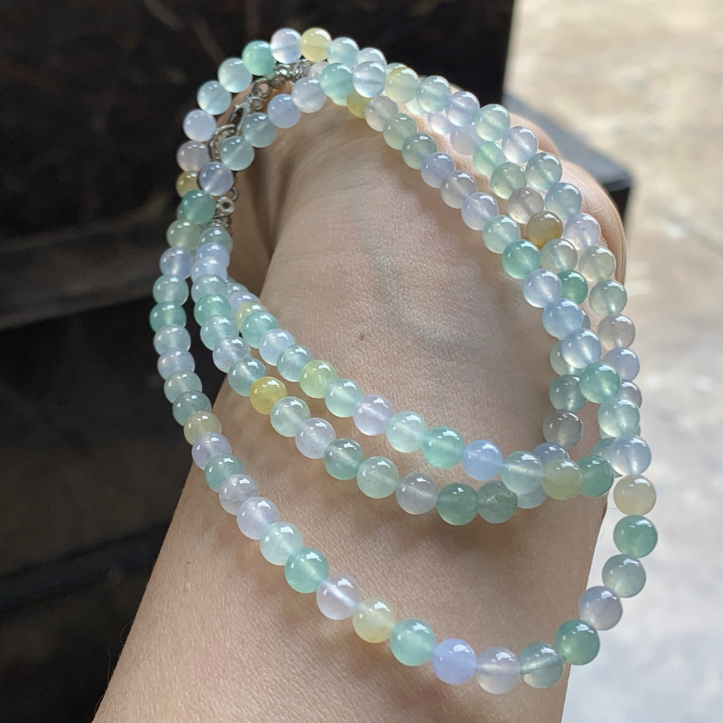 冰种甜甜的珠链^_^冰透 水润