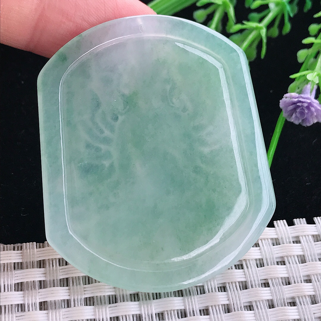 实拍A货翡翠51/43.5/5.3老坑冰晴满绿千手观音吊坠翡翠玉挂件