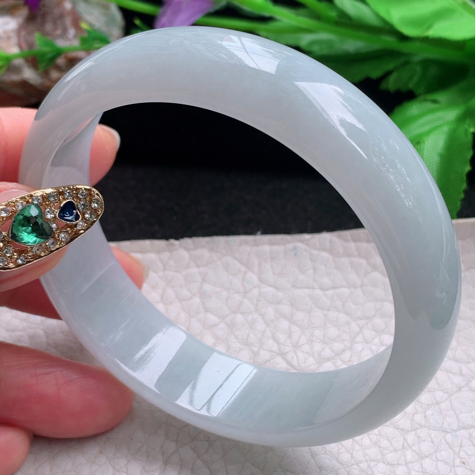 js大气款58*15.6*7.2轮胎镯 天然缅甸翡翠a货手镯白月光正圈玉镯子