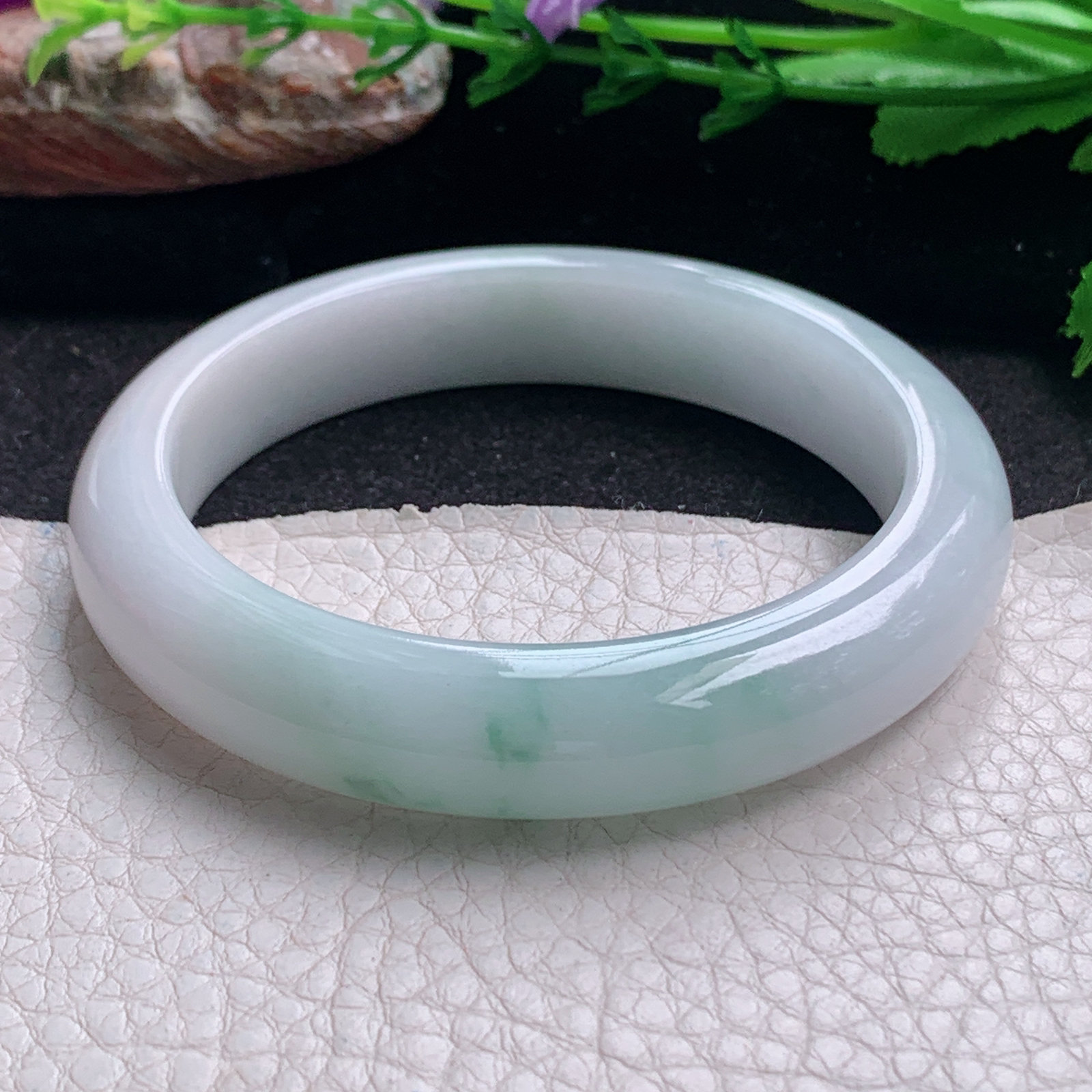 ee实拍54.5*11.6*8.6平安镯 天然缅甸翡翠a货手镯飘花水润正圈玉镯子