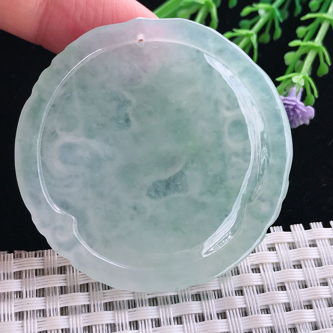 实拍A货翡翠51/51.8/5.8老坑冰透起胶冰晴绿马上有钱生肖马牌吊坠