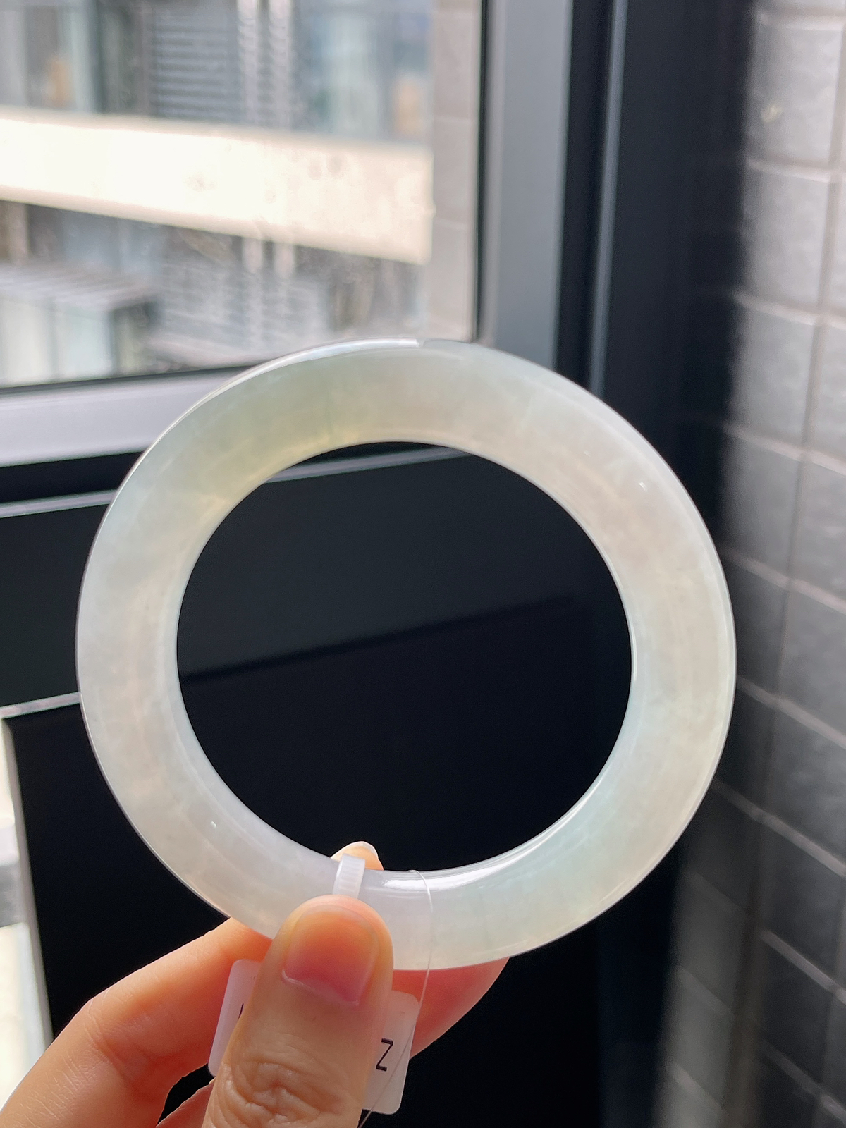 圆镯57圈口，翡翠冰糯种飘黄翡胖圆条手镯