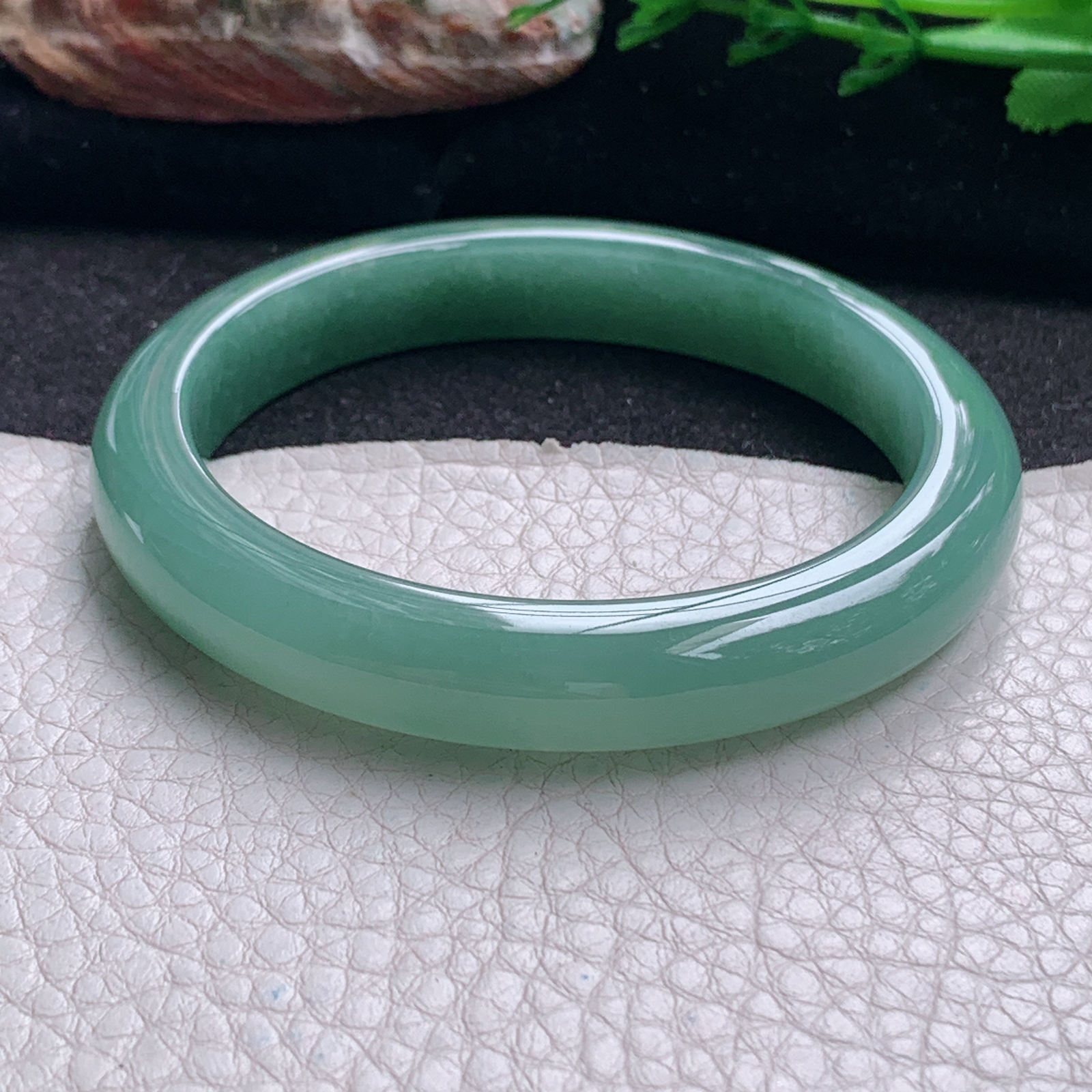 ym实拍56*10*8平安镯 天然缅甸翡翠a货手镯冰油正圈玉镯子