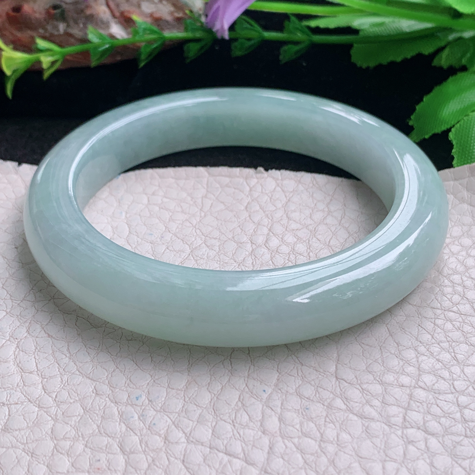 nr实拍57.5*11.6*9.6平安镯 天然缅甸翡翠a货手镯浅绿厚装正圈玉镯子