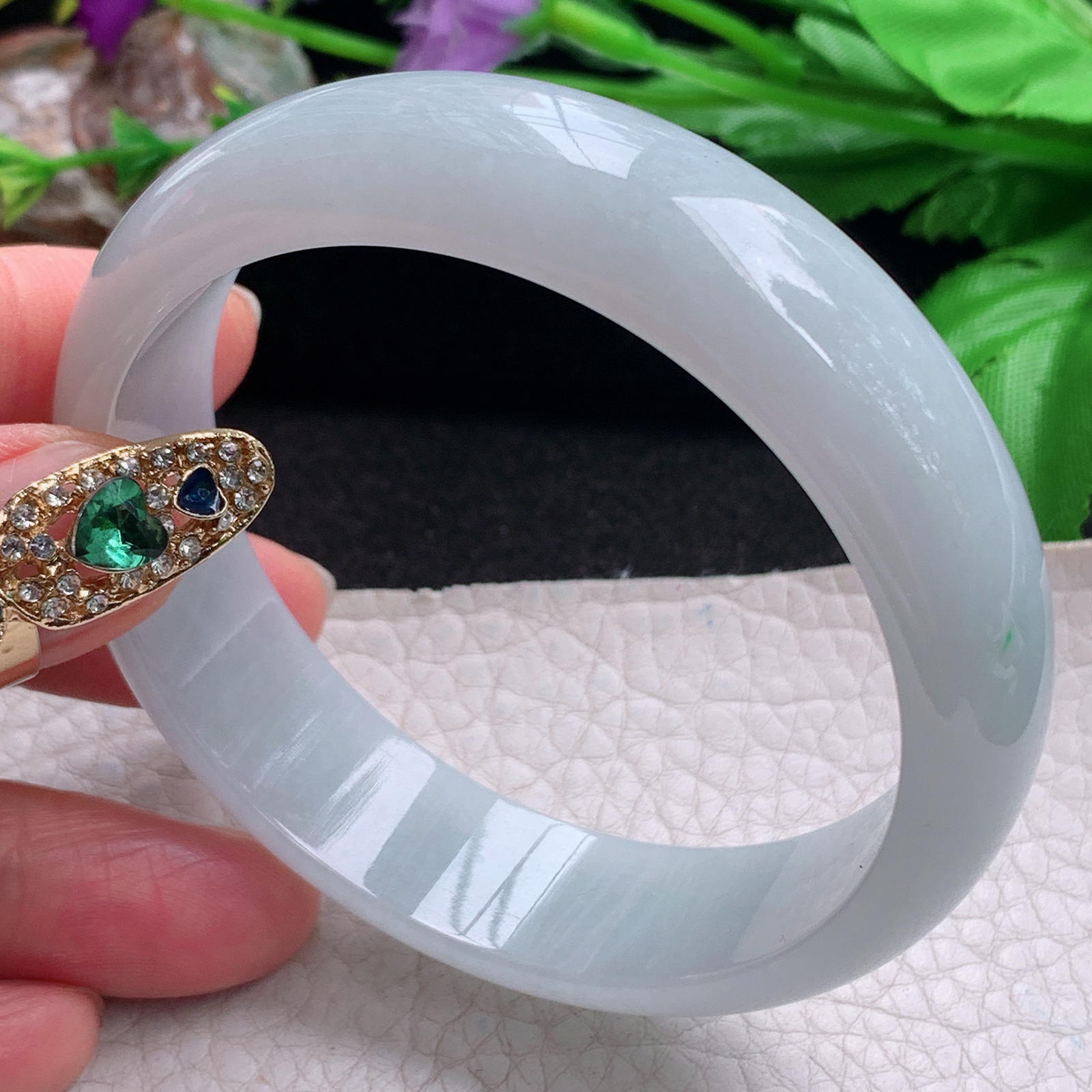 js大气款58*15.6*7.2轮胎镯 天然缅甸翡翠a货手镯白月光正圈玉镯子