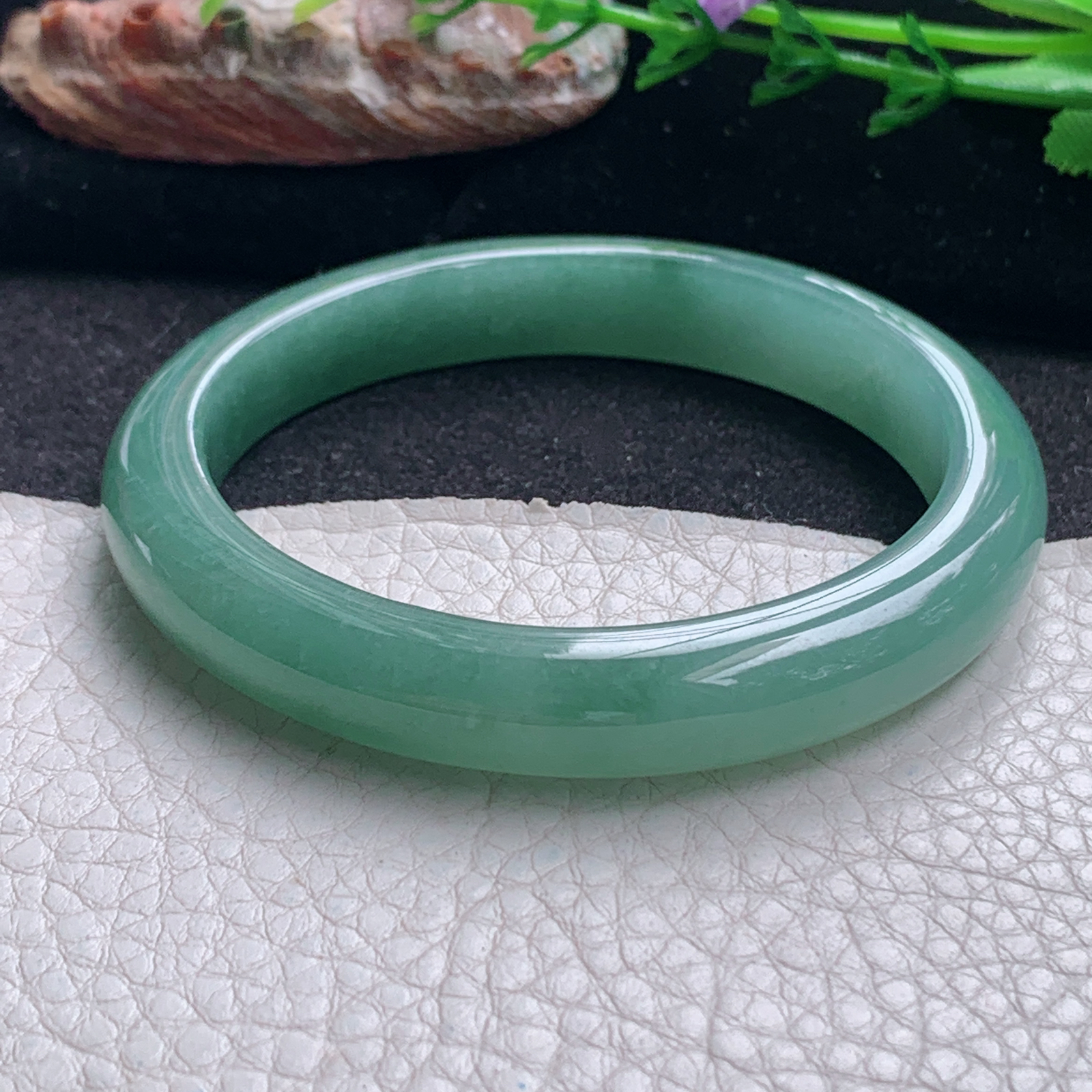 ym实拍56*10*8平安镯 天然缅甸翡翠a货手镯冰油正圈玉镯子