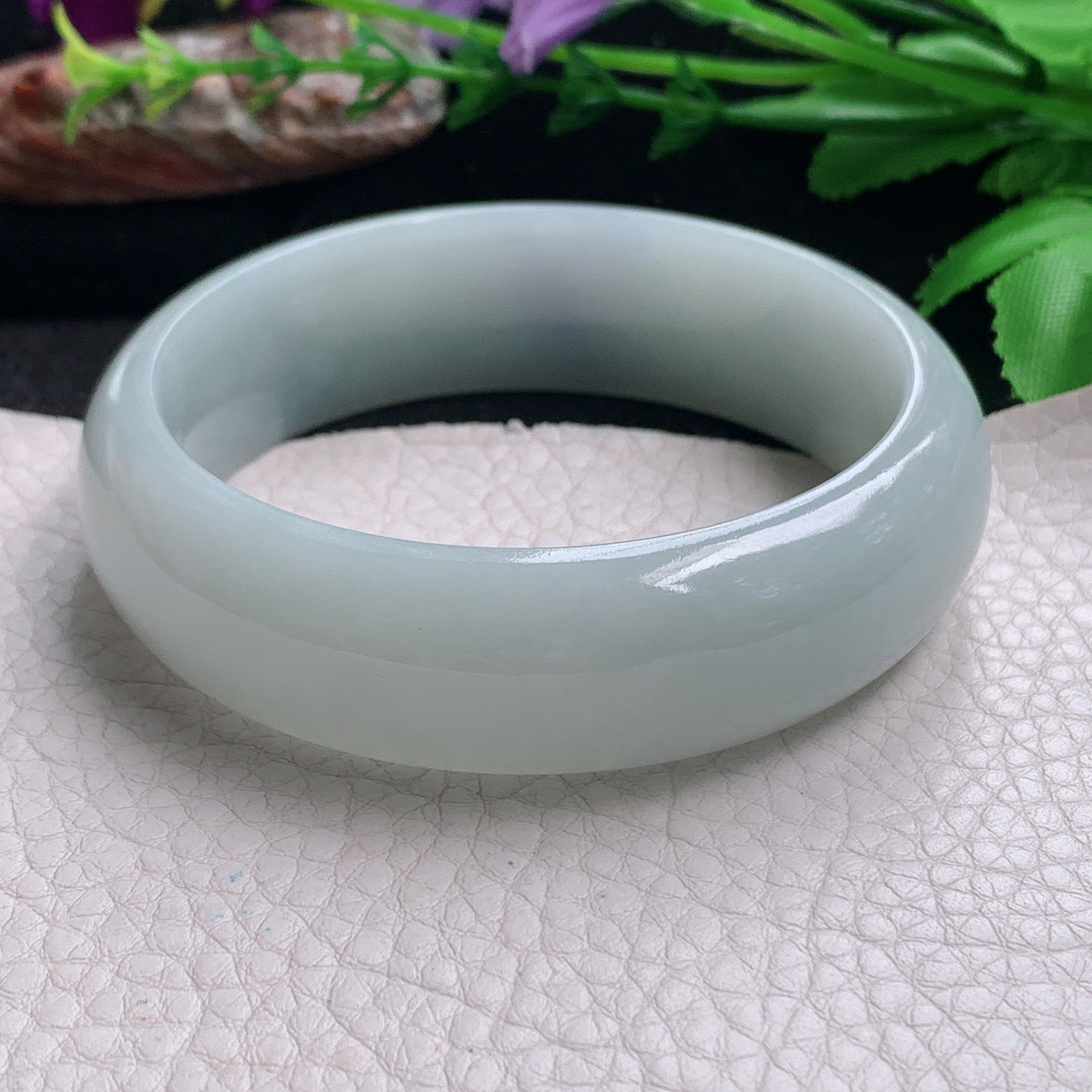 js大气款59*18.6*8轮胎镯 天然缅甸翡翠a货手镯白月光大气正圈玉镯子