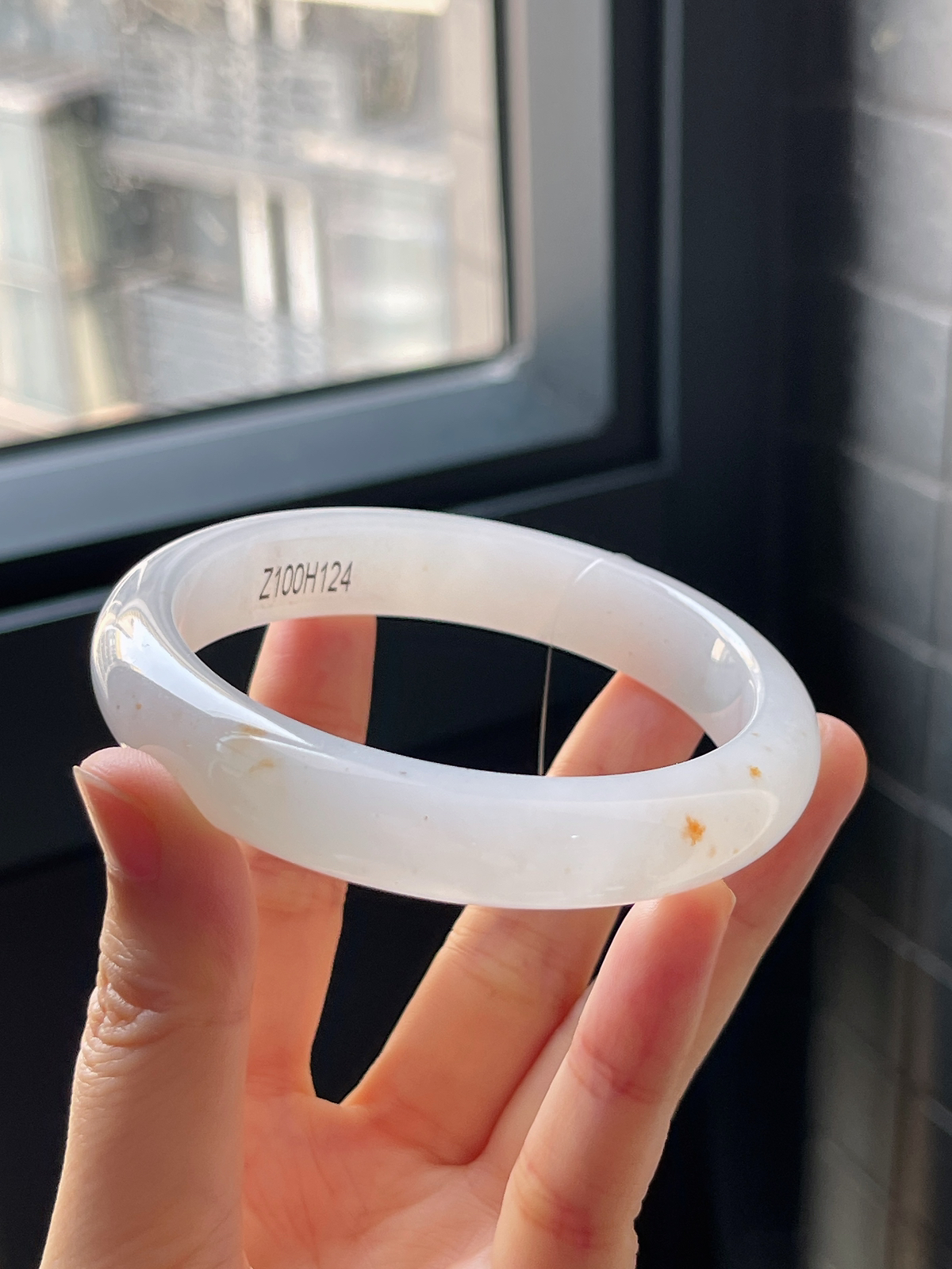 正圈61.5圈口，翡翠冰糯种细腻桂花糕手镯