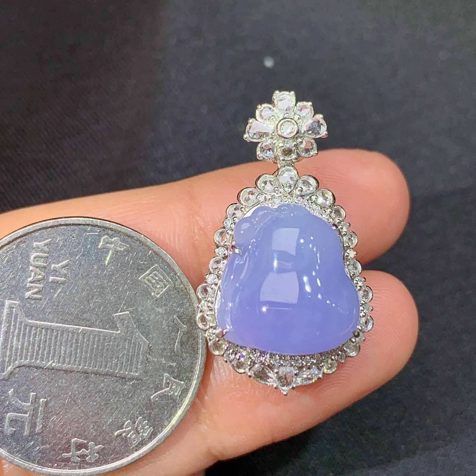 紫罗兰葫芦吊坠，18k金镶嵌，温润细腻，颜色鲜艳，Yq 尺寸27.9*16.3*12.5