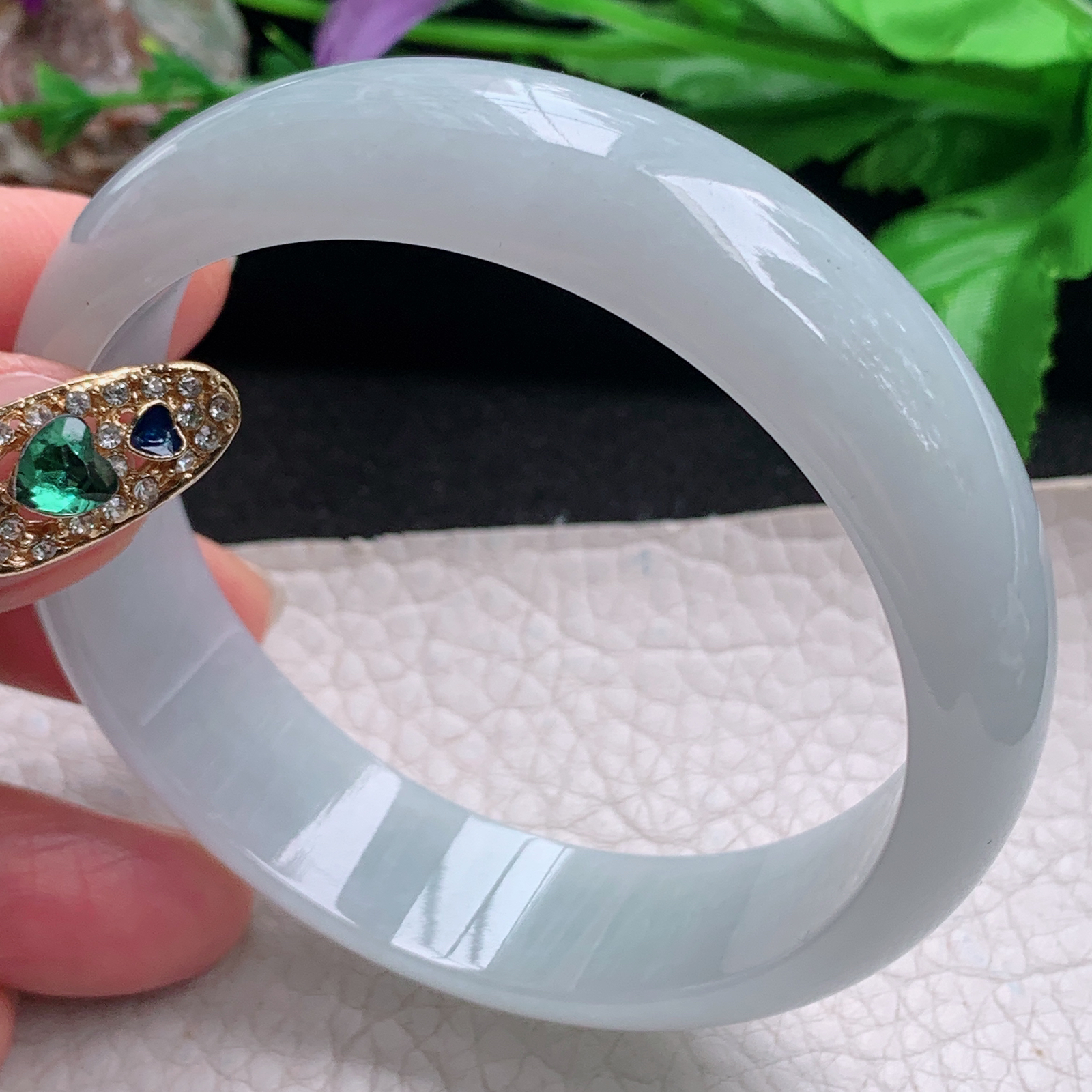 js大气款58*15.6*7.2轮胎镯 天然缅甸翡翠a货手镯白月光正圈玉镯子