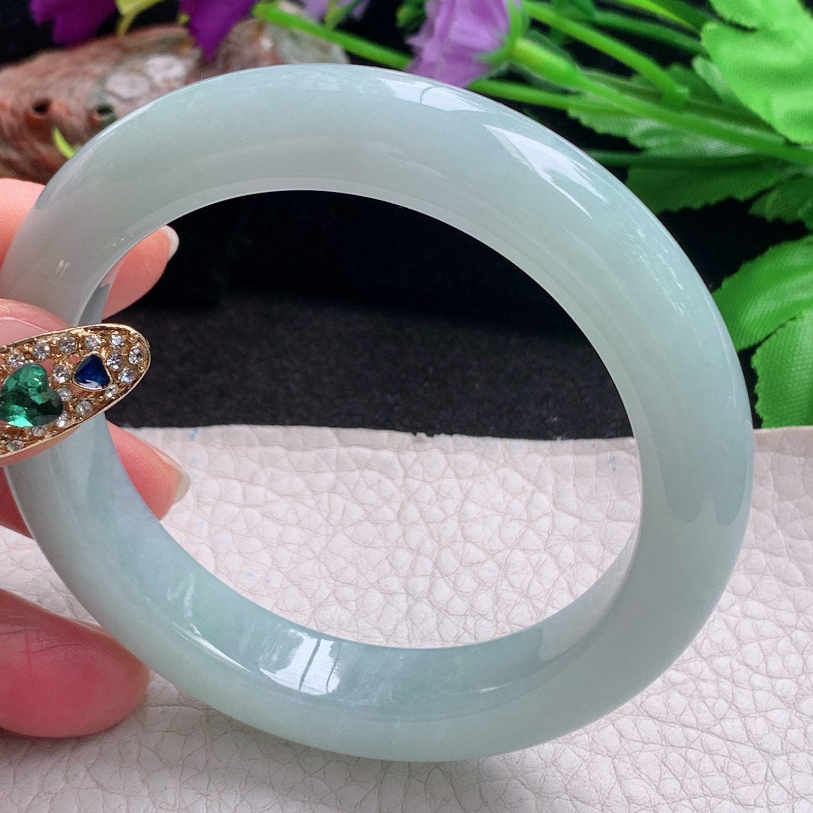 nr实拍57.5*11.6*9.6平安镯 天然缅甸翡翠a货手镯浅绿厚装正圈玉镯子