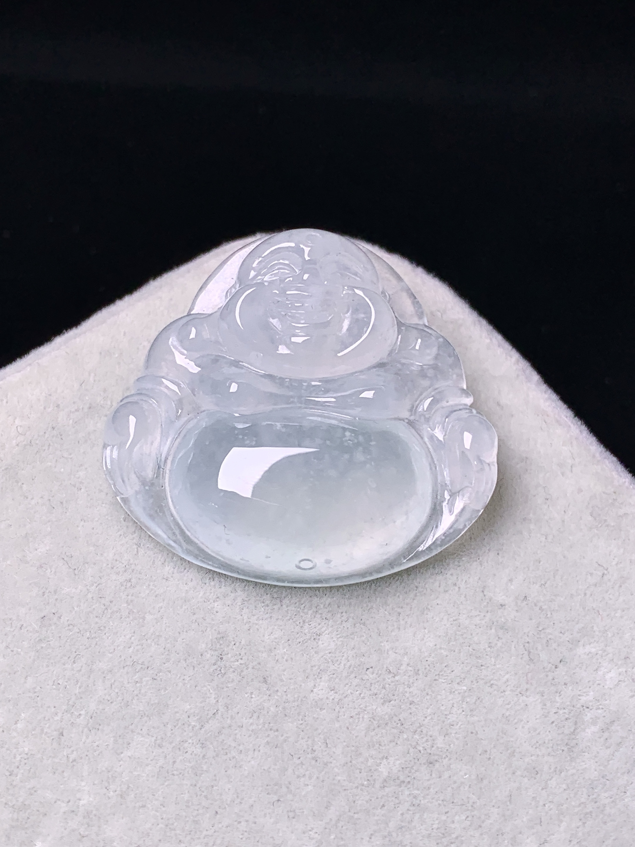 冰种佛公吊坠 玉质细腻 色泽艳丽清新 水润亮眼 整体尺寸24.2*25.5*6.2yz