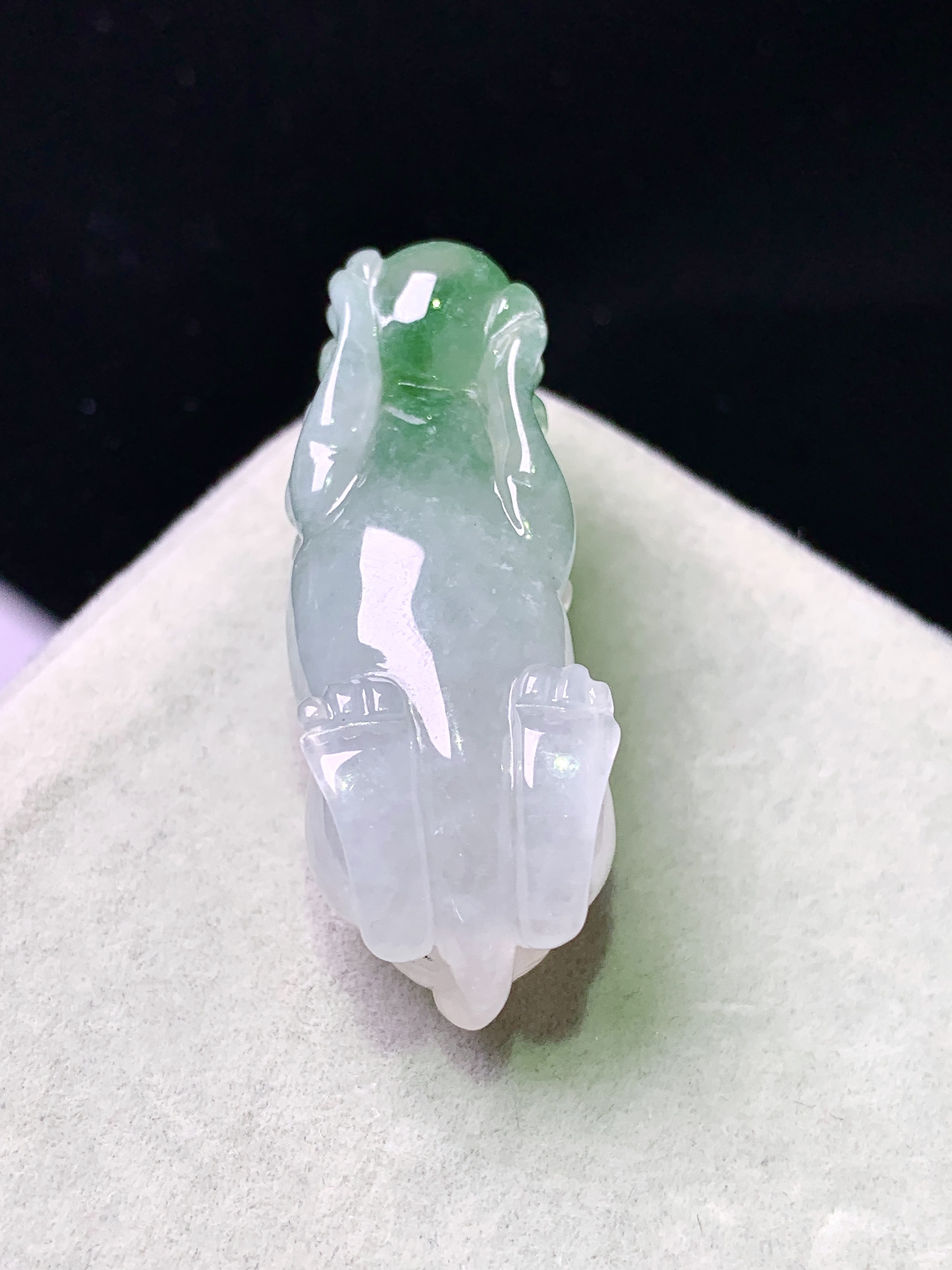 飘绿貔貅吊坠 玉质细腻 色泽艳丽清新 水润亮眼 整体尺寸36.2*12.6*14a5