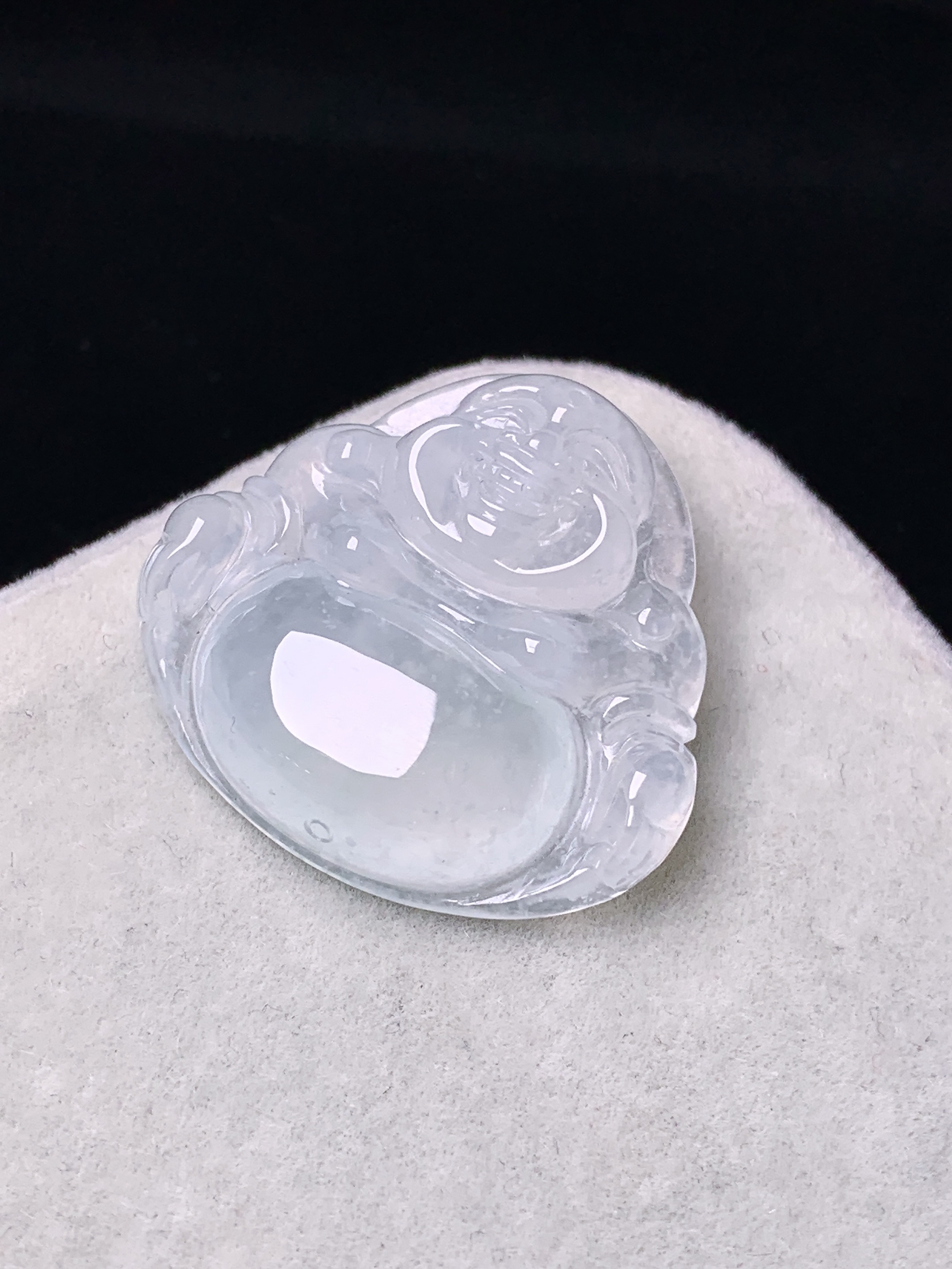 冰种佛公吊坠 玉质细腻 色泽艳丽清新 水润亮眼 整体尺寸24.2*25.5*6.2yz