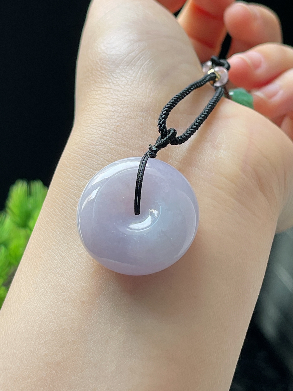 翡翠糯化种淡紫色平安扣