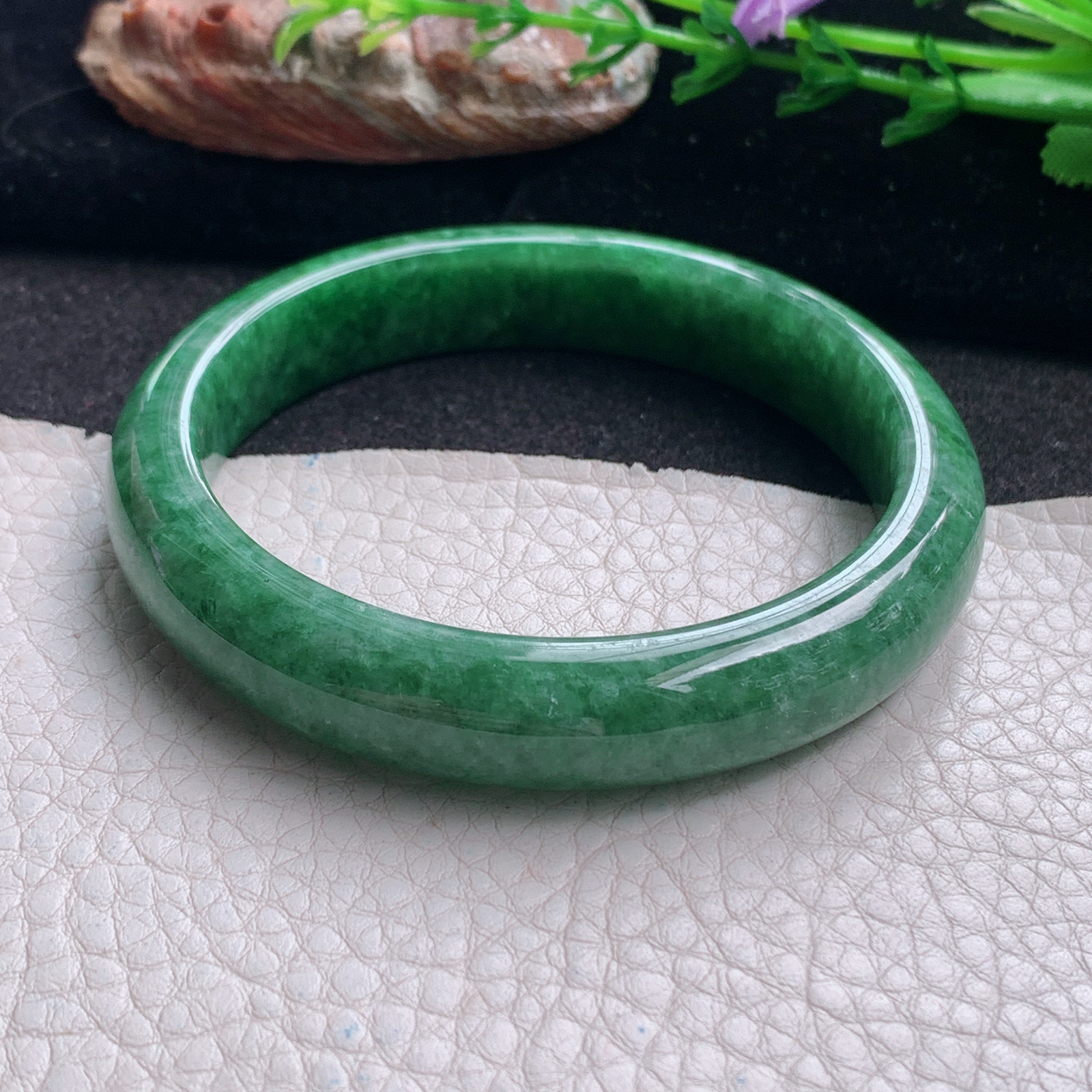 n实拍57*11.6*8平安镯 天然缅甸翡翠a货手镯满绿辣色正圈玉镯子
