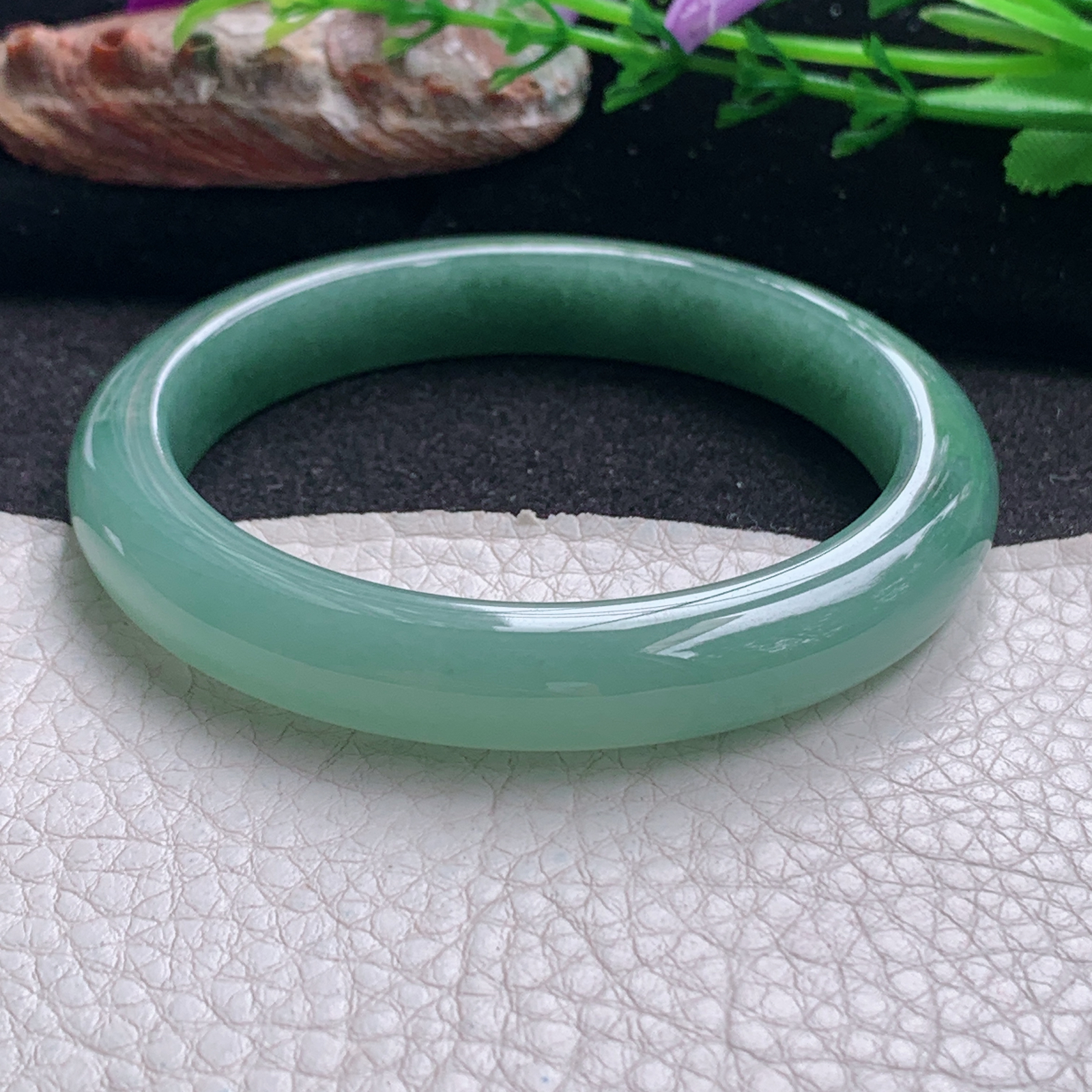 ym实拍56*10*8平安镯 天然缅甸翡翠a货手镯冰油正圈玉镯子