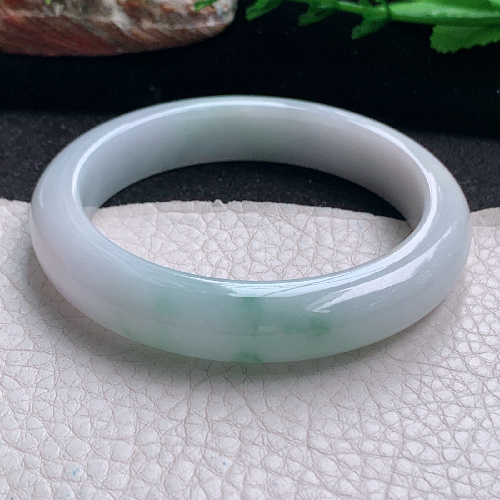 ee实拍54.5*11.6*8.6平安镯 天然缅甸翡翠a货手镯飘花水润正圈玉镯子