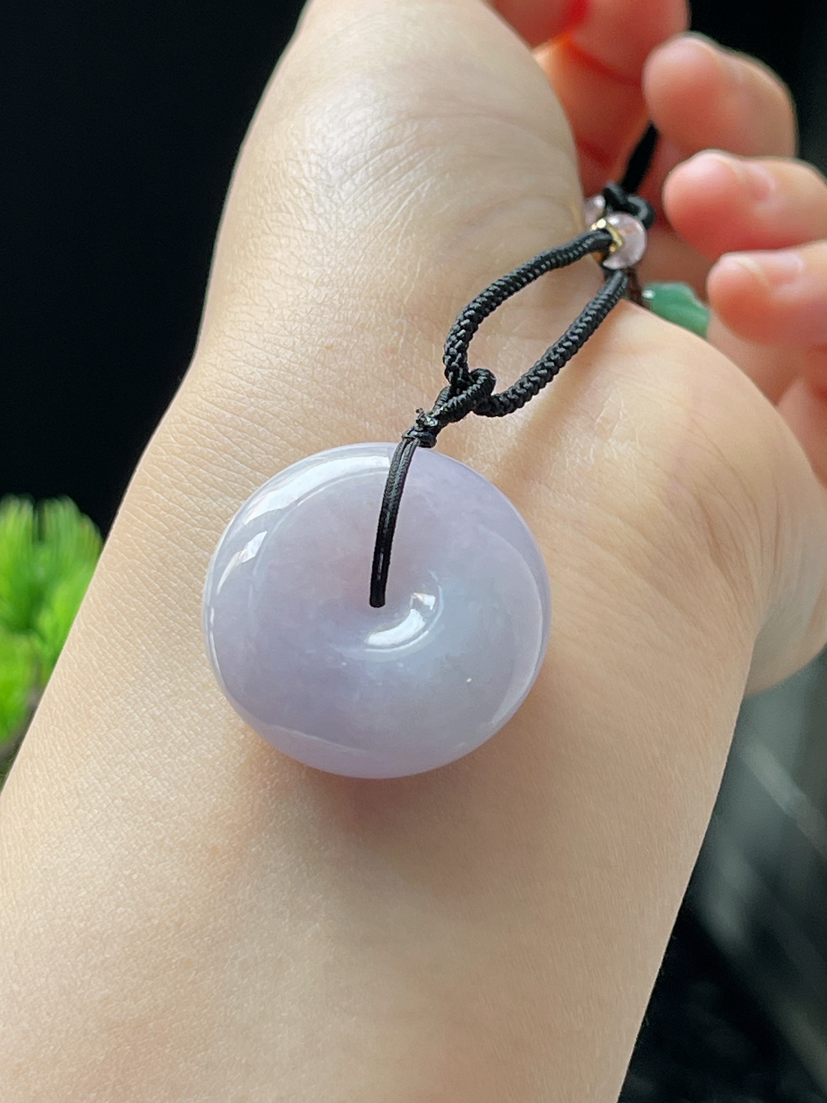 翡翠糯化种淡紫色平安扣