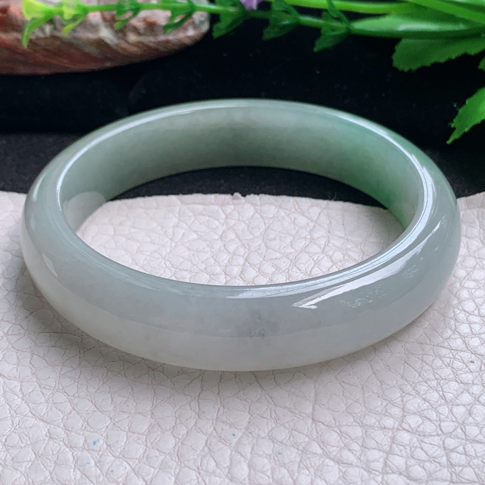 fx实拍58.8*13.3*7.8平安镯 天然缅甸翡翠a货手镯飘绿正圈玉镯子