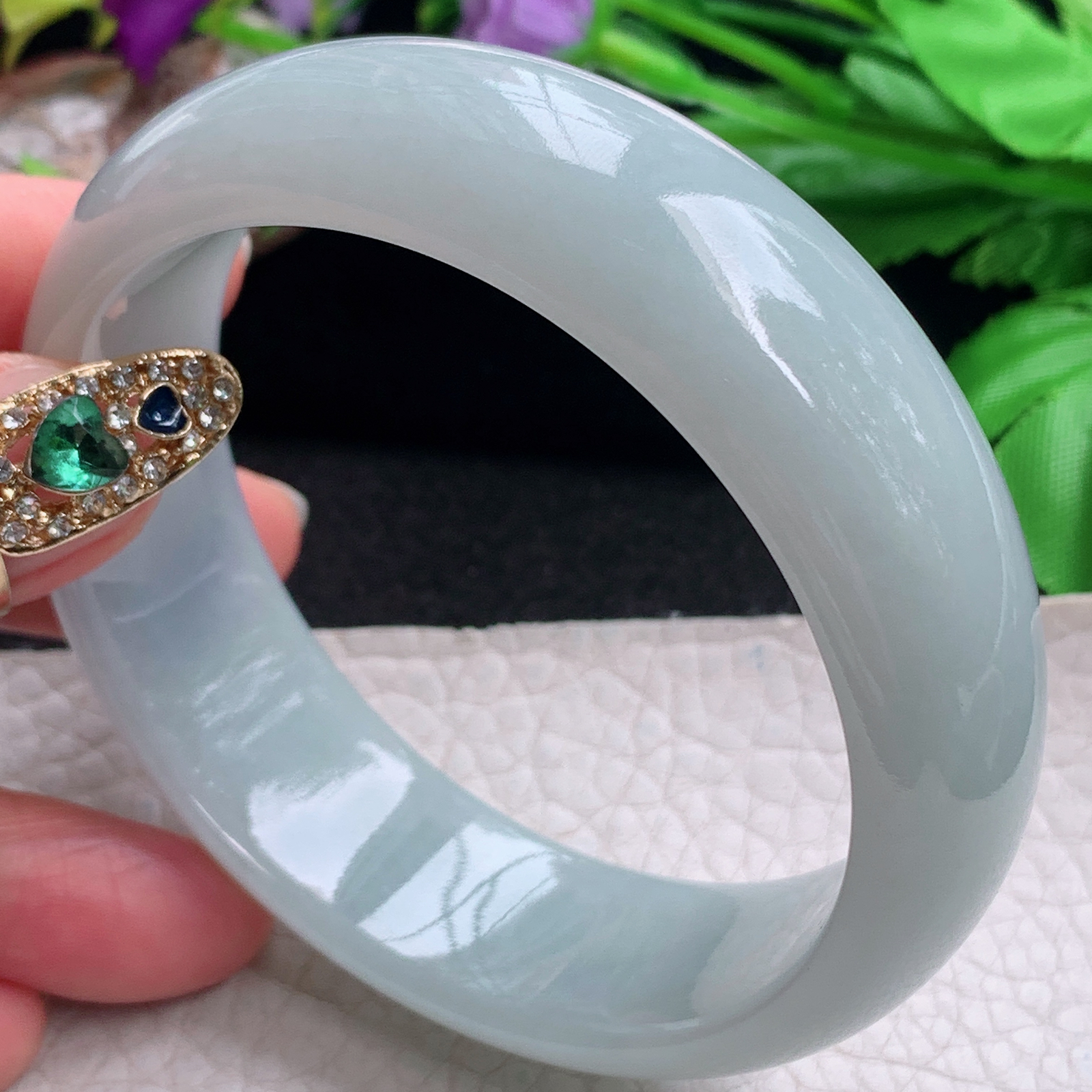 js大气款59*18.6*8轮胎镯 天然缅甸翡翠a货手镯白月光大气正圈玉镯子