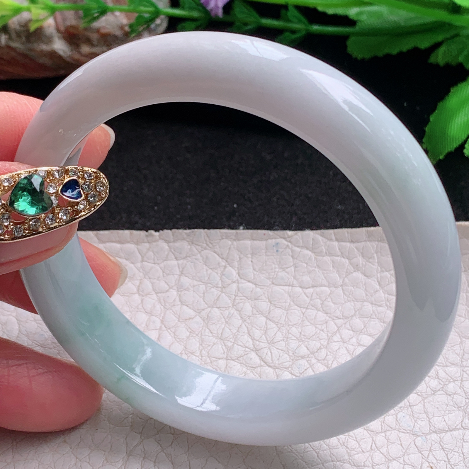 ee实拍54.5*11.6*8.6平安镯 天然缅甸翡翠a货手镯飘花水润正圈玉镯子