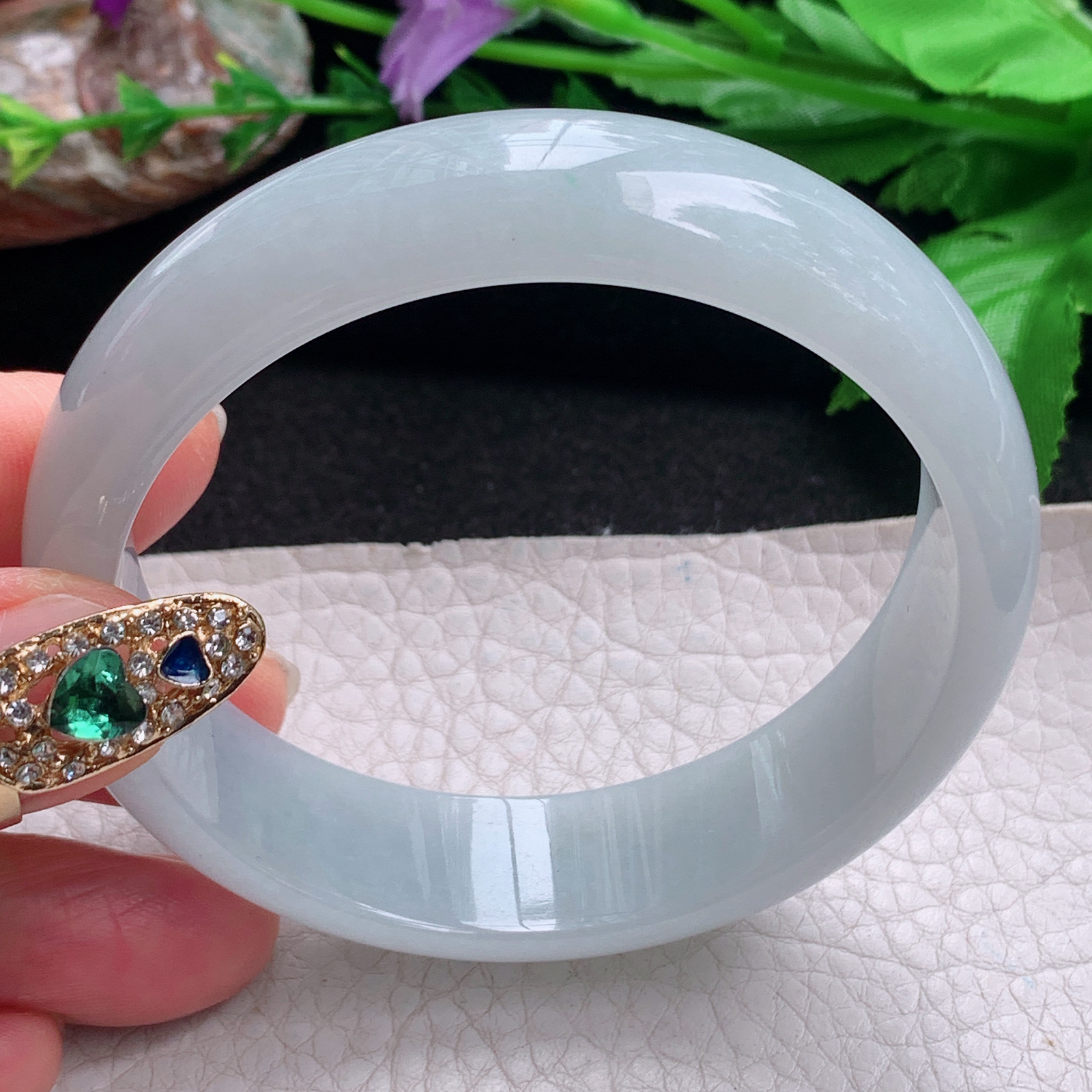 js大气款58*15.6*7.2轮胎镯 天然缅甸翡翠a货手镯白月光正圈玉镯子