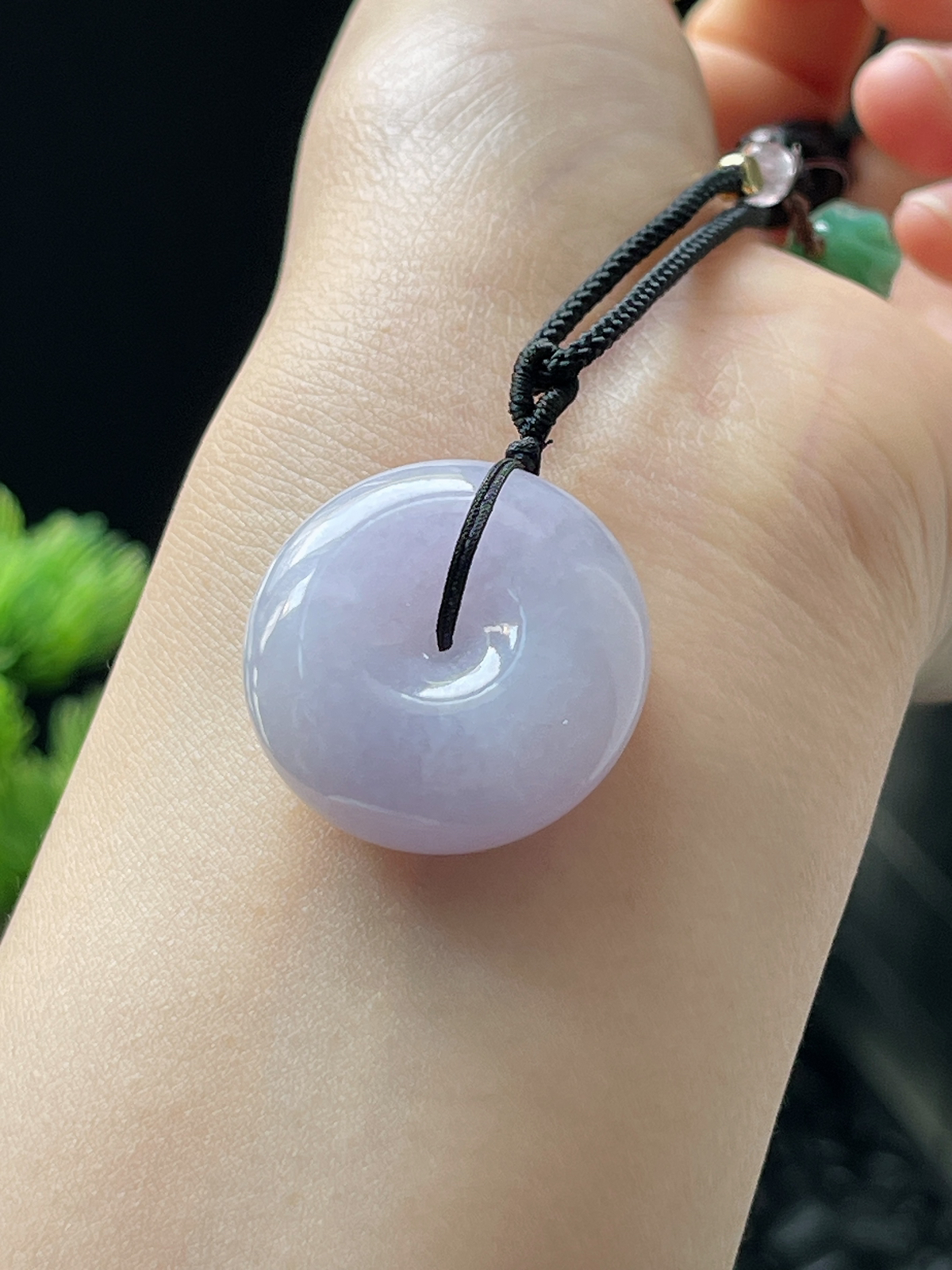 翡翠糯化种淡紫色平安扣