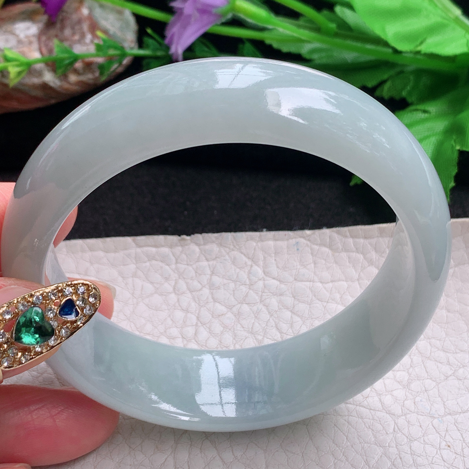 js大气款59*18.6*8轮胎镯 天然缅甸翡翠a货手镯白月光大气正圈玉镯子