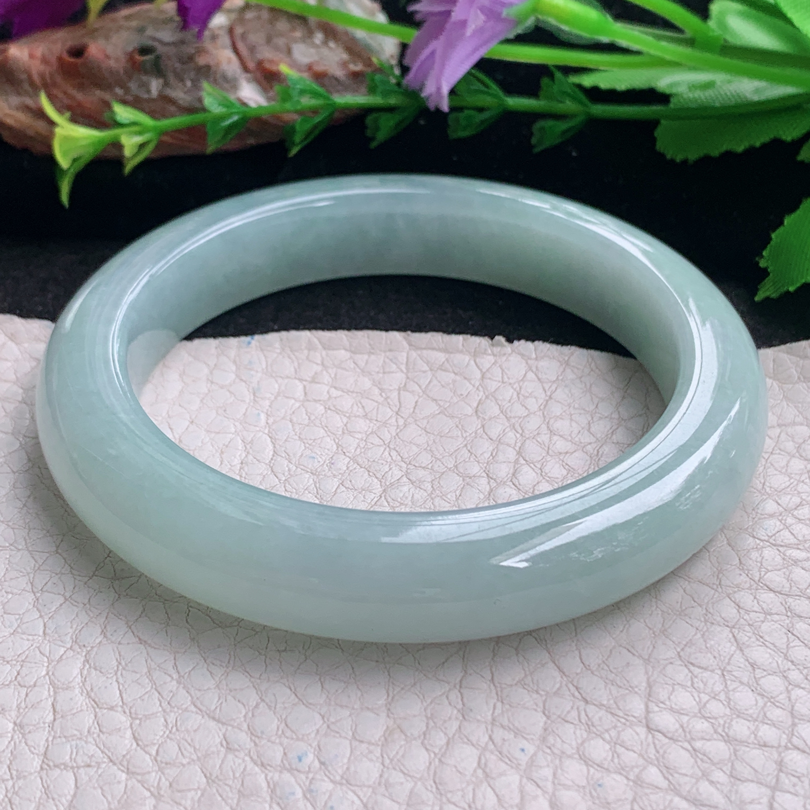 nr实拍57.5*11.6*9.6平安镯 天然缅甸翡翠a货手镯浅绿厚装正圈玉镯子