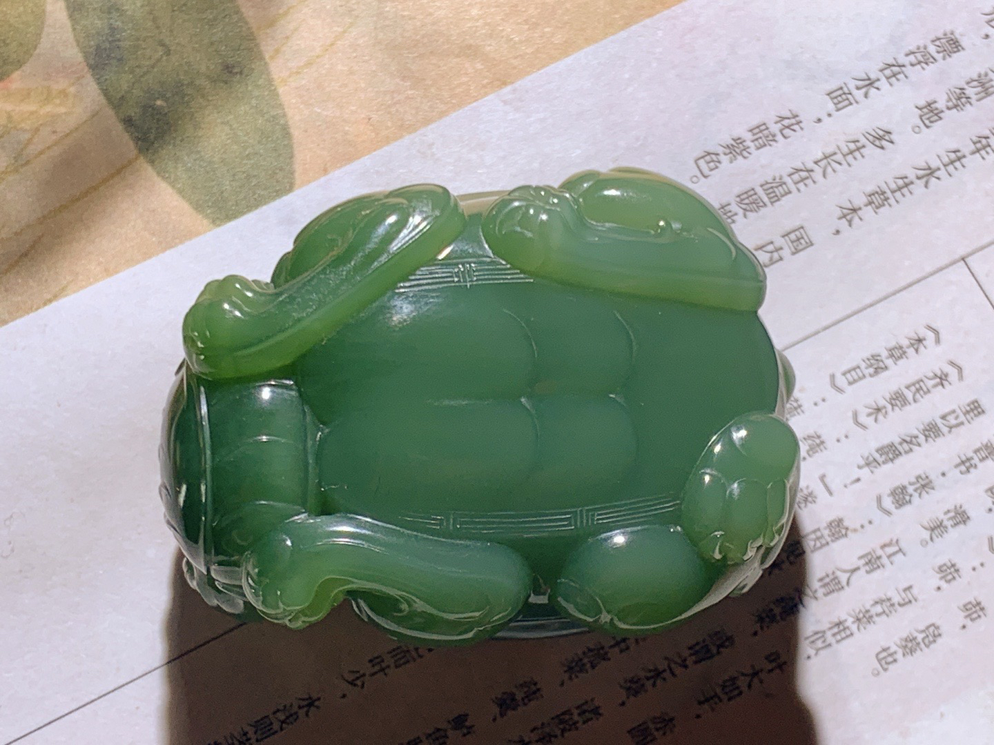 收藏级！和田玉粉绿俄罗斯碧玉富贵长寿龙龟把件 尺寸52/37/26重85.6克 玉质细腻油润 底色纯净 脂粉好，品质好。lt260407