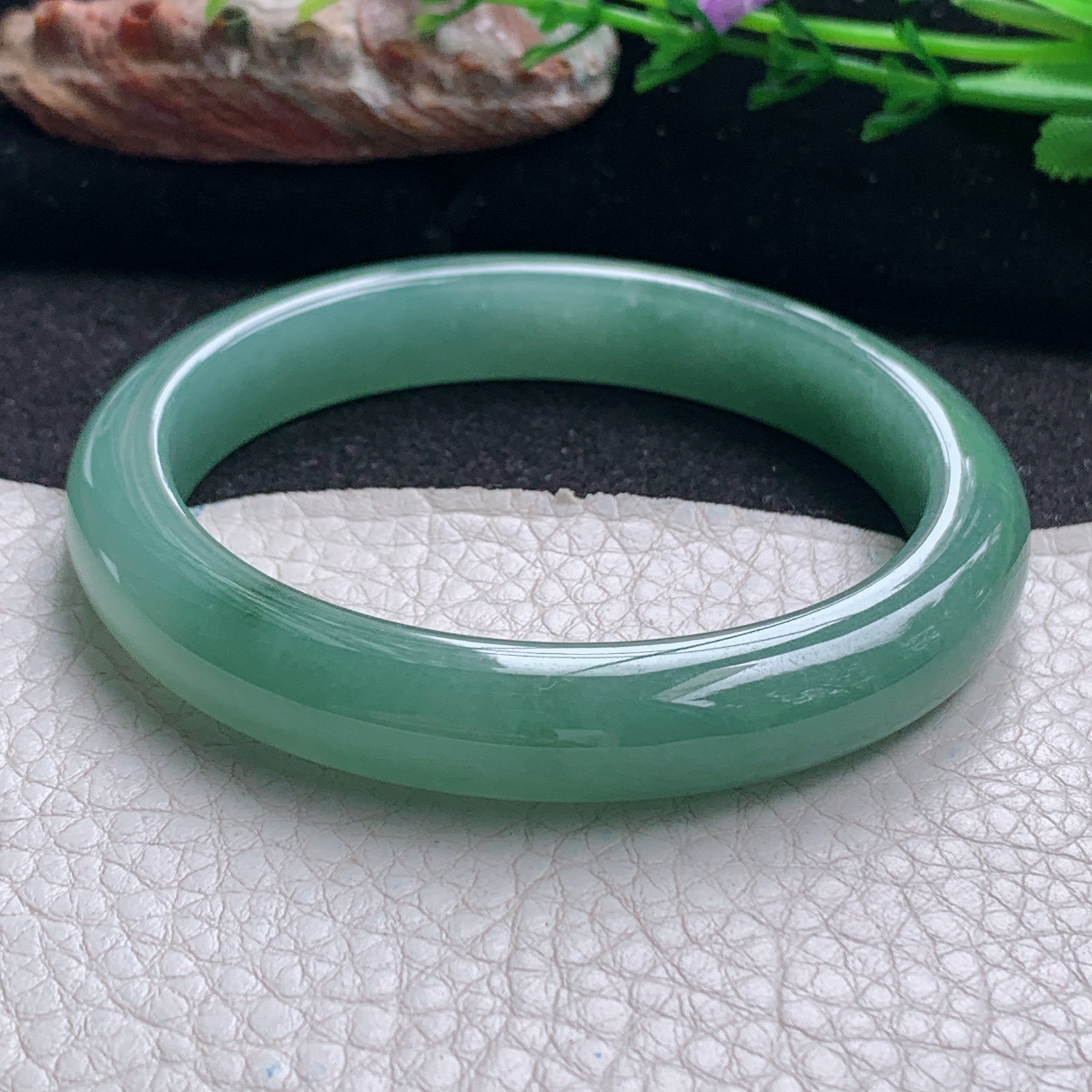 ym实拍56*10*8平安镯 天然缅甸翡翠a货手镯冰油正圈玉镯子