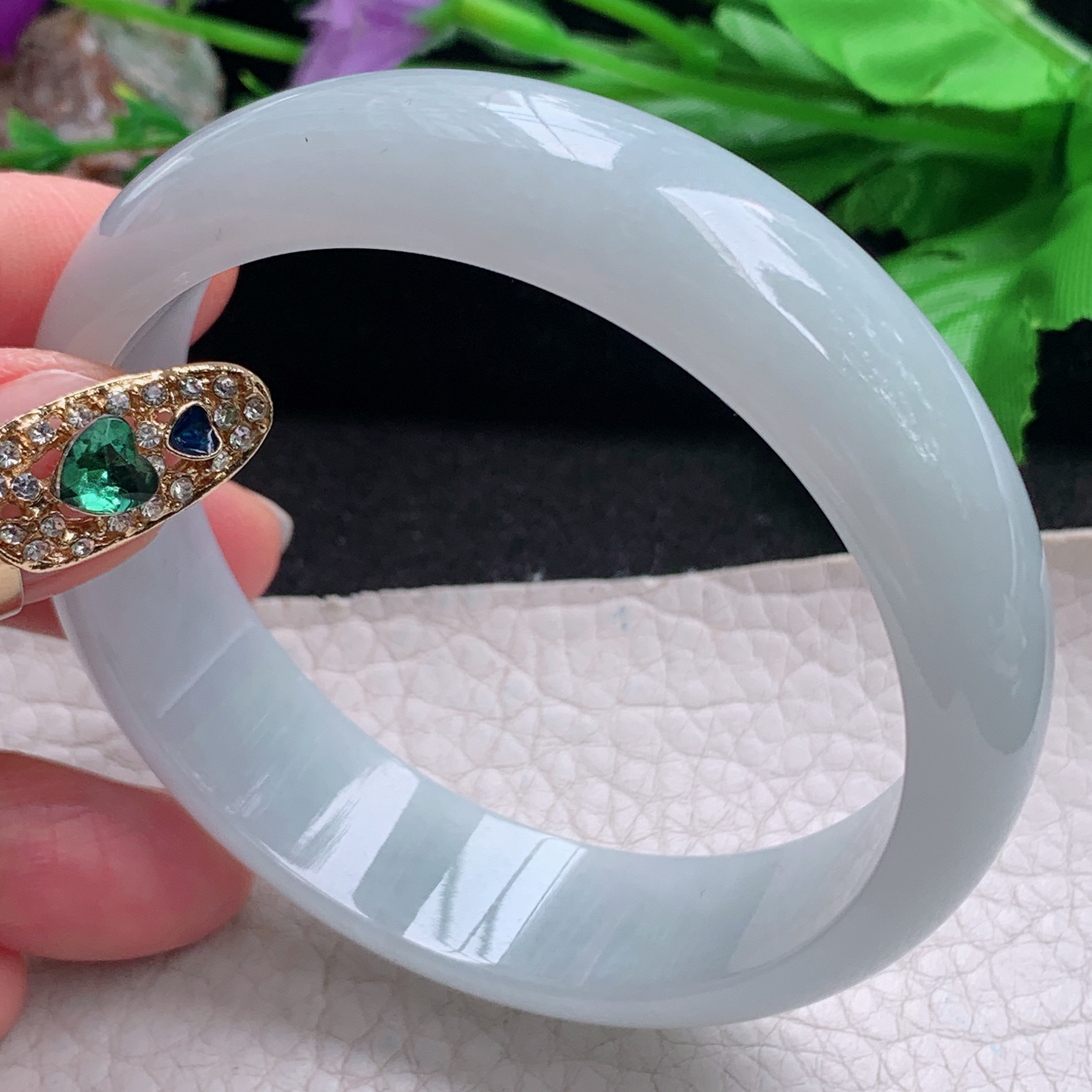 js大气款58*15.6*7.2轮胎镯 天然缅甸翡翠a货手镯白月光正圈玉镯子