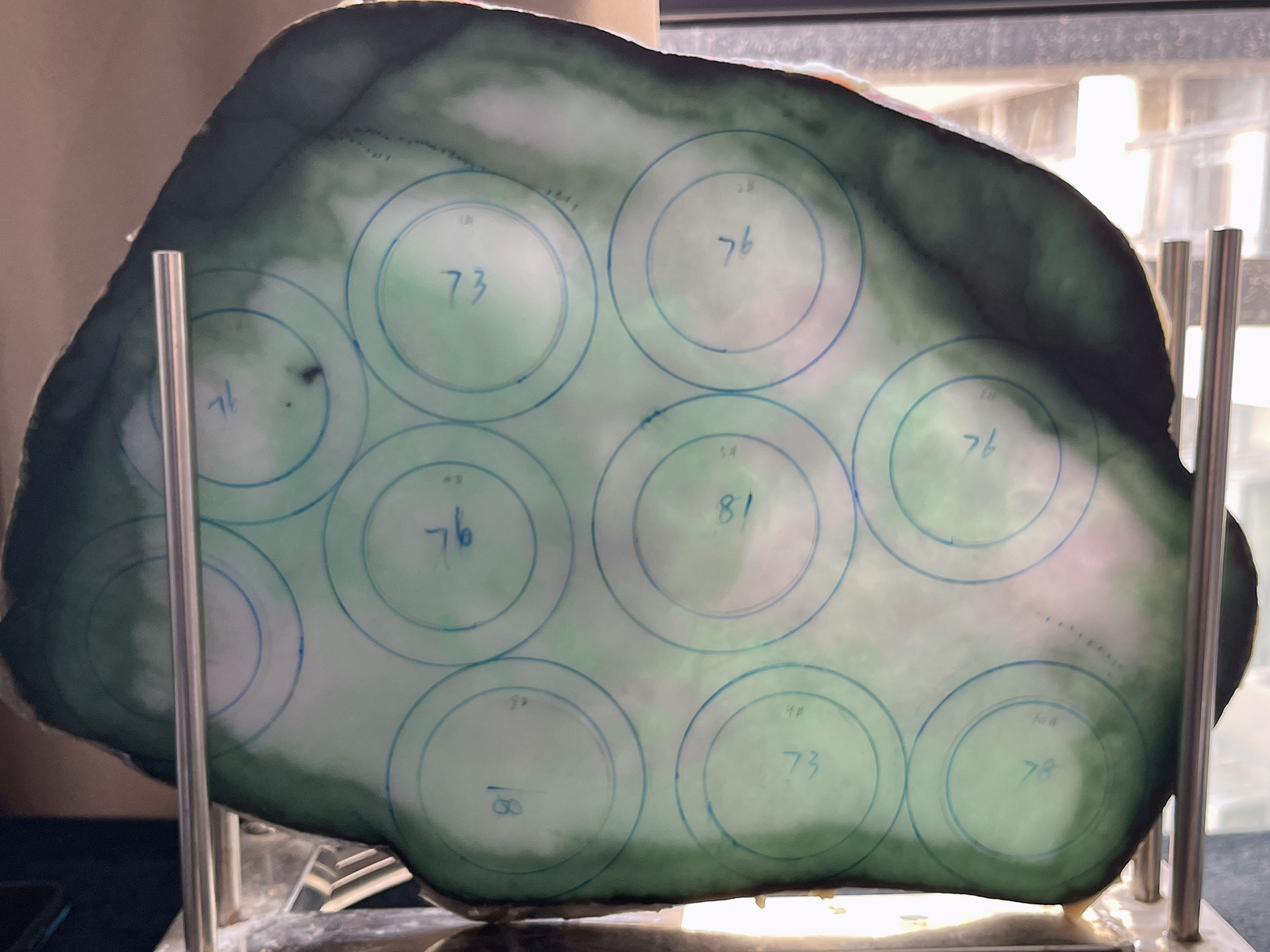 翡翠板料，⭕️正圈最大做60，圆条最大做正56