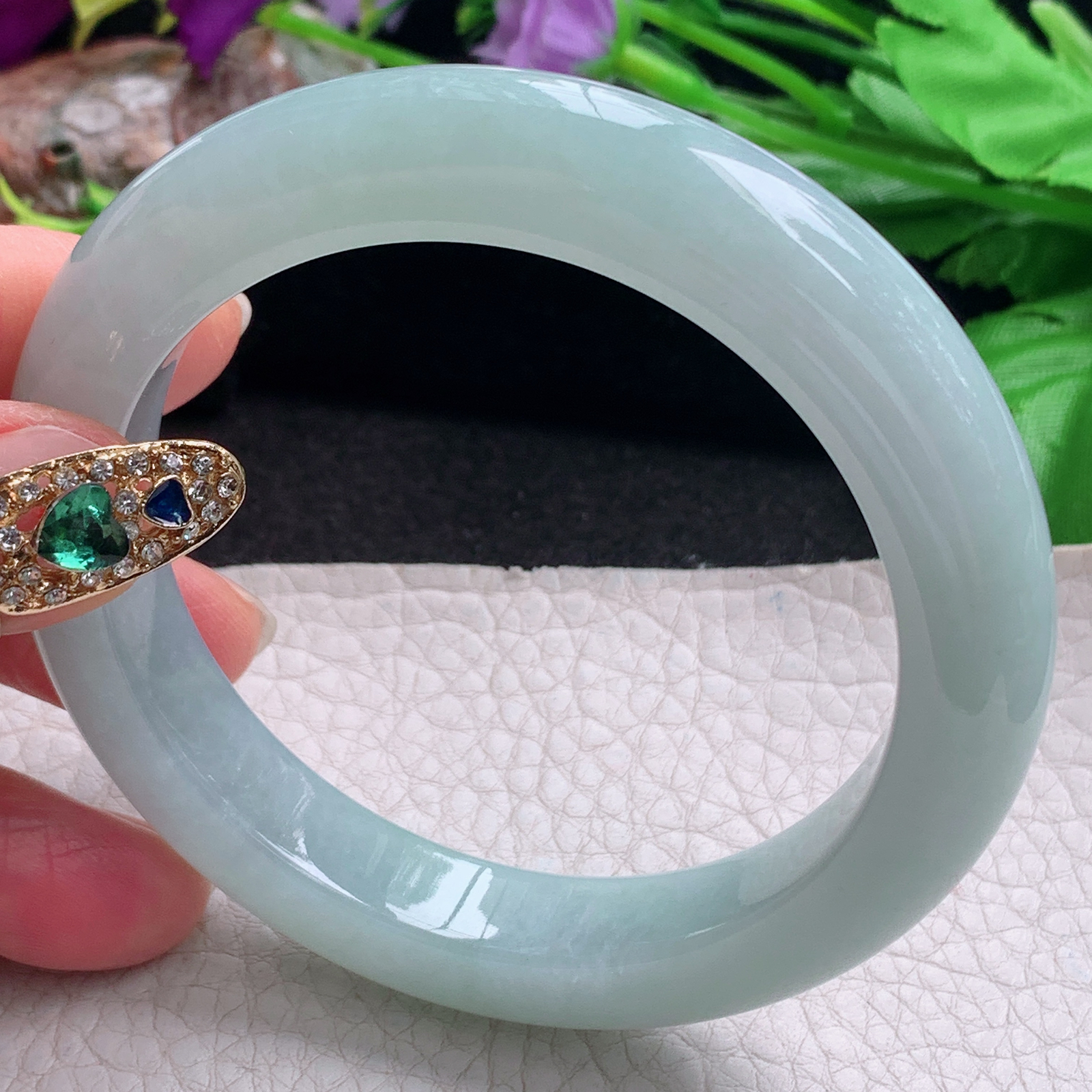 nr实拍57.5*11.6*9.6平安镯 天然缅甸翡翠a货手镯浅绿厚装正圈玉镯子