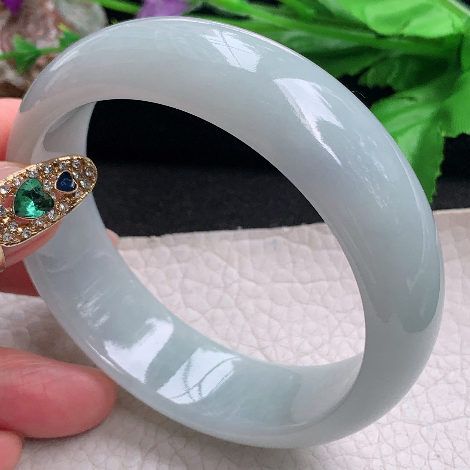 js大气款59*18.6*8轮胎镯 天然缅甸翡翠a货手镯白月光大气正圈玉镯子