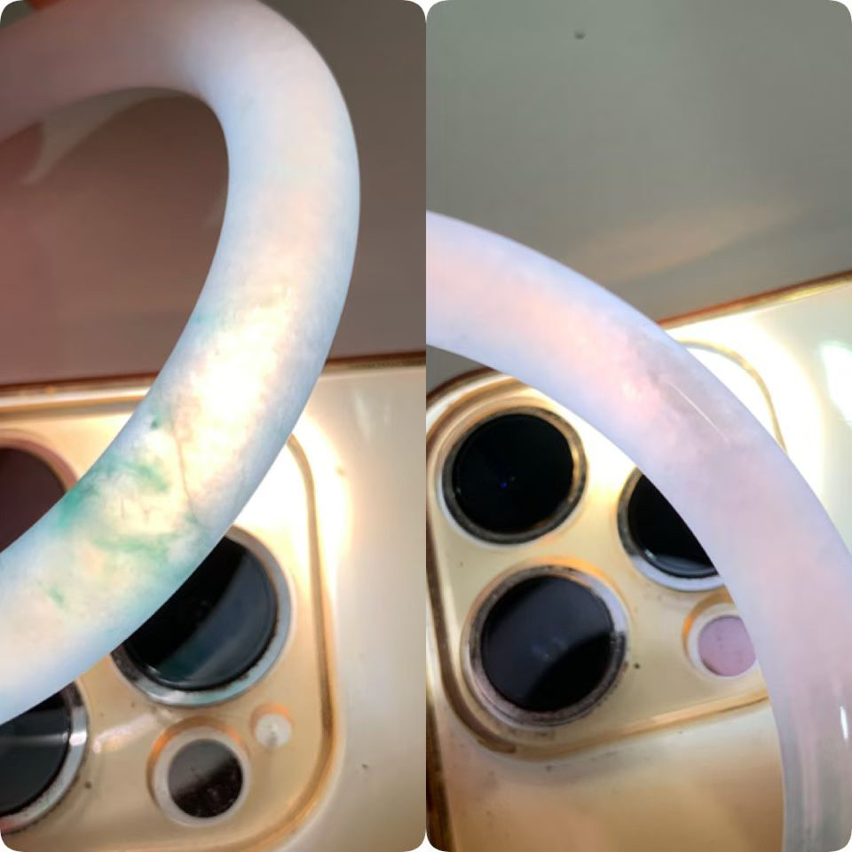 飘芙蓉绿花圆条手镯尺寸54*9*9 老种通透，冰凝透亮，水润胶足，绿花灵动飘逸，上手清新水灵！