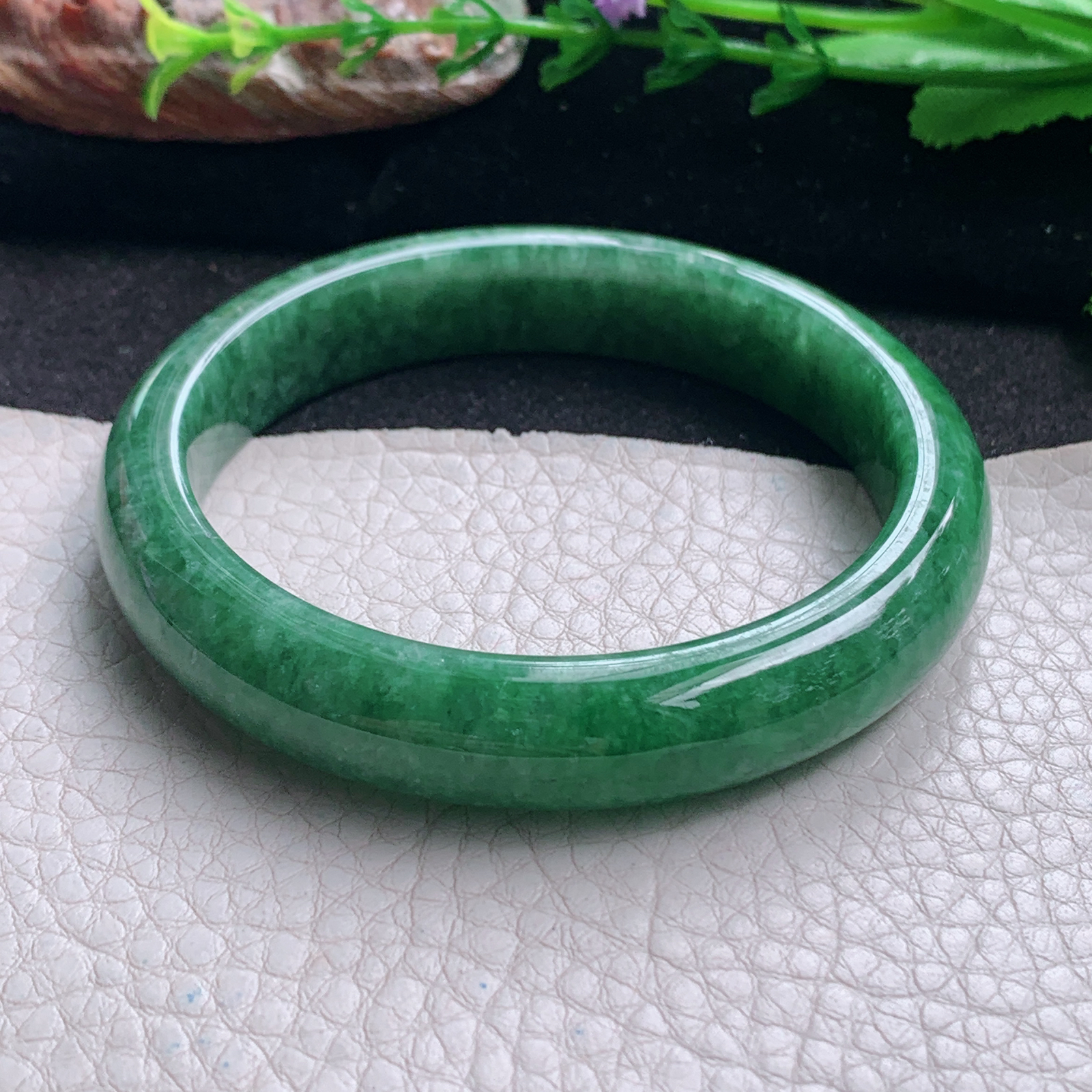 n实拍57*11.6*8平安镯 天然缅甸翡翠a货手镯满绿辣色正圈玉镯子