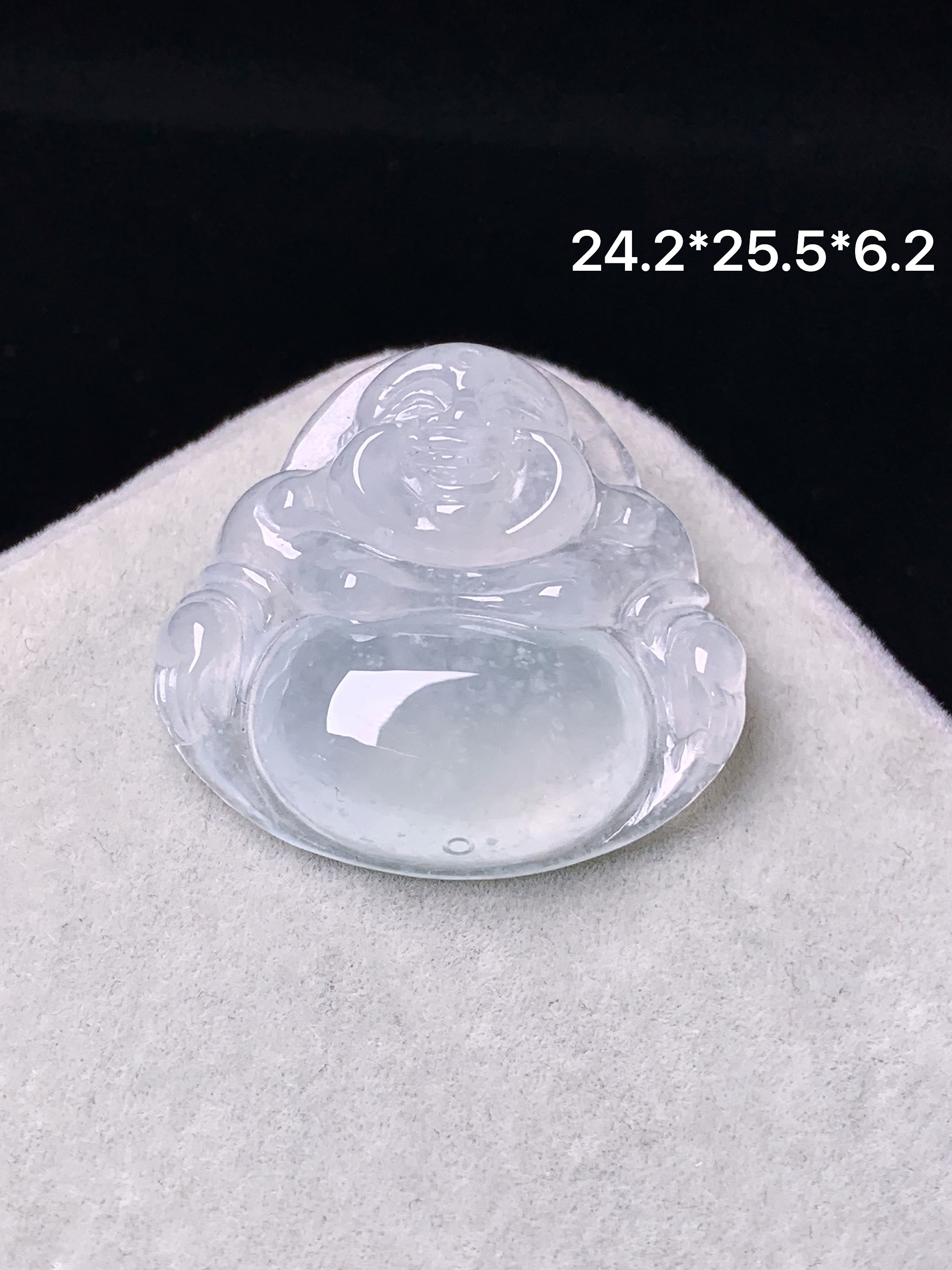 冰种佛公吊坠 玉质细腻 色泽艳丽清新 水润亮眼 整体尺寸24.2*25.5*6.2yz