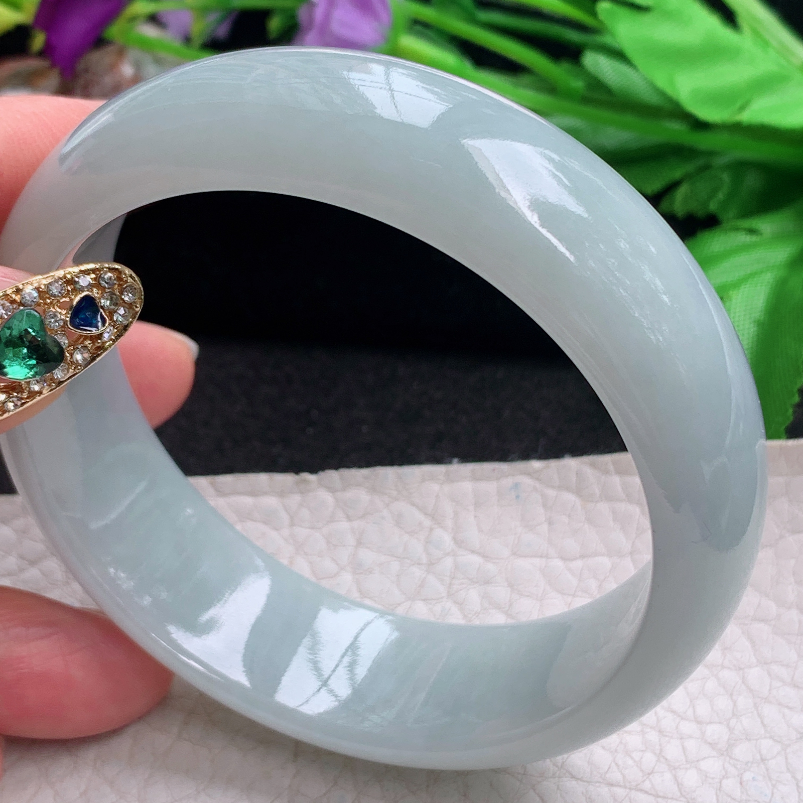 js大气款59*18.6*8轮胎镯 天然缅甸翡翠a货手镯白月光大气正圈玉镯子