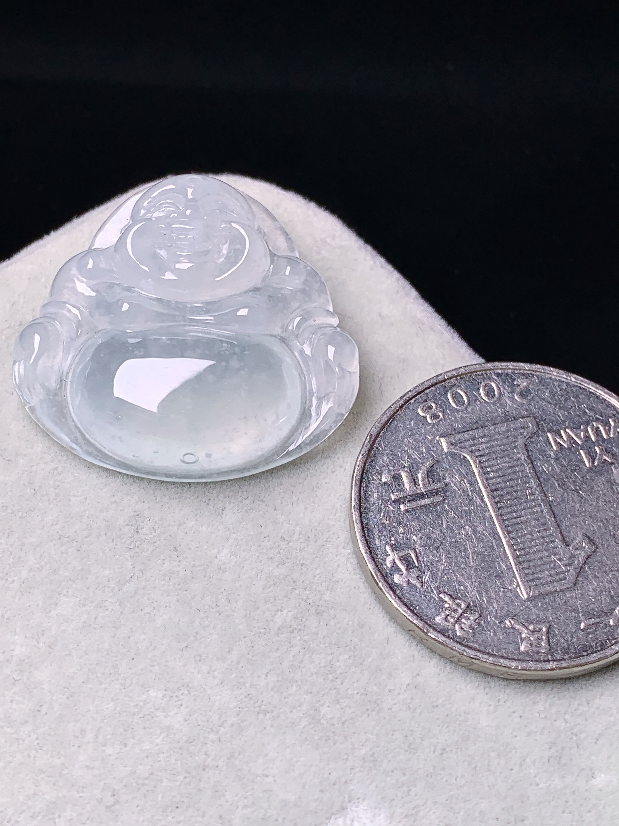 冰种佛公吊坠 玉质细腻 色泽艳丽清新 水润亮眼 整体尺寸24.2*25.5*6.2yz