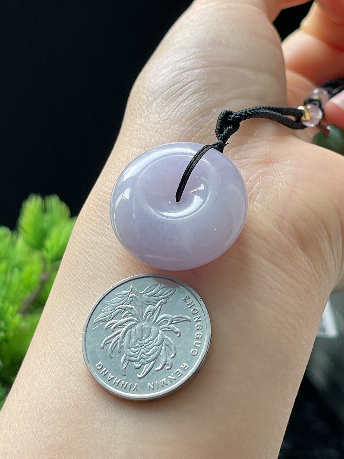 翡翠糯化种淡紫色平安扣