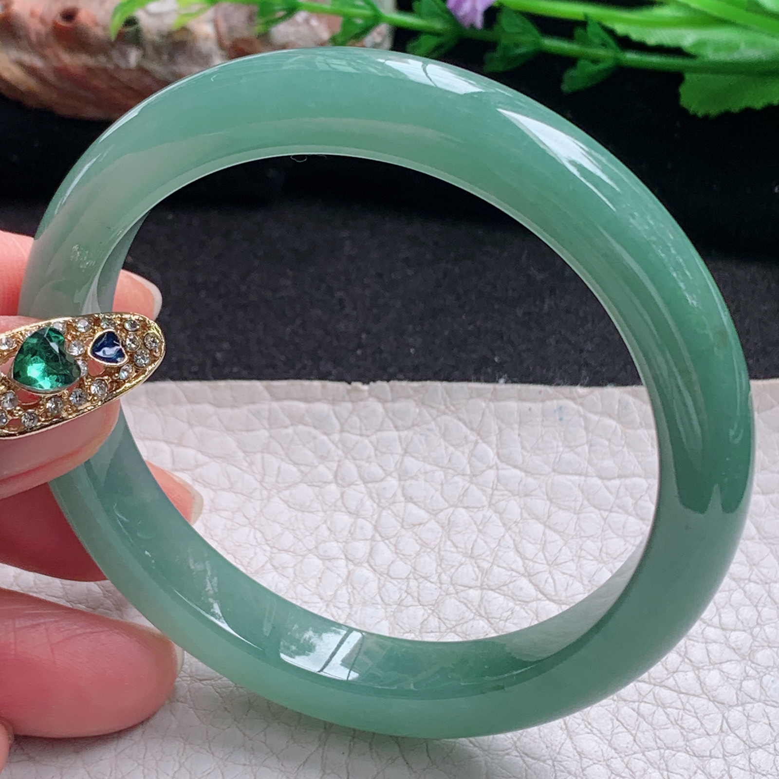 ym实拍56*10*8平安镯 天然缅甸翡翠a货手镯冰油正圈玉镯子